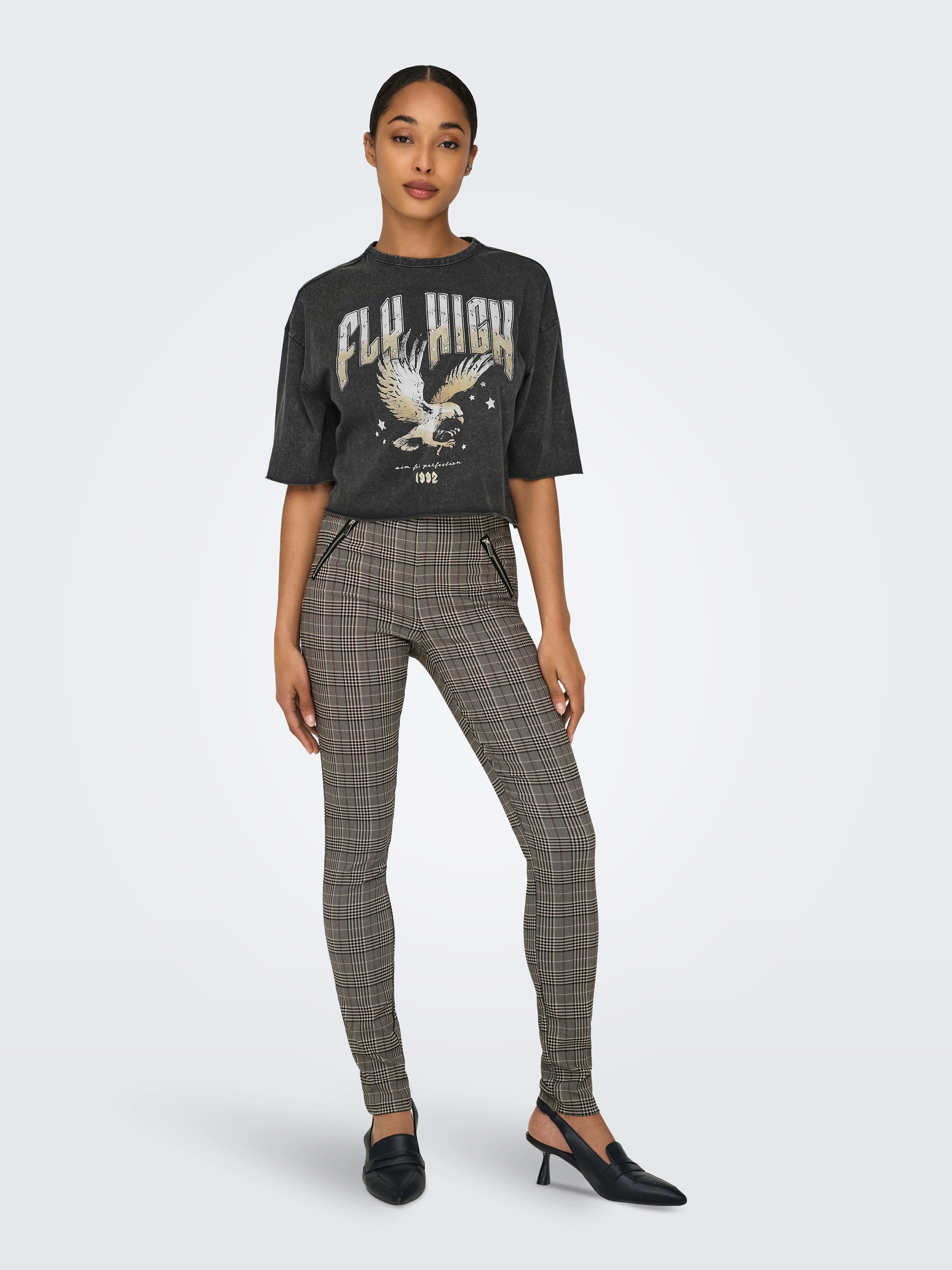 Only Jeggings ONLLOIZA HW CHECK ZIP LEGGING CC PNT