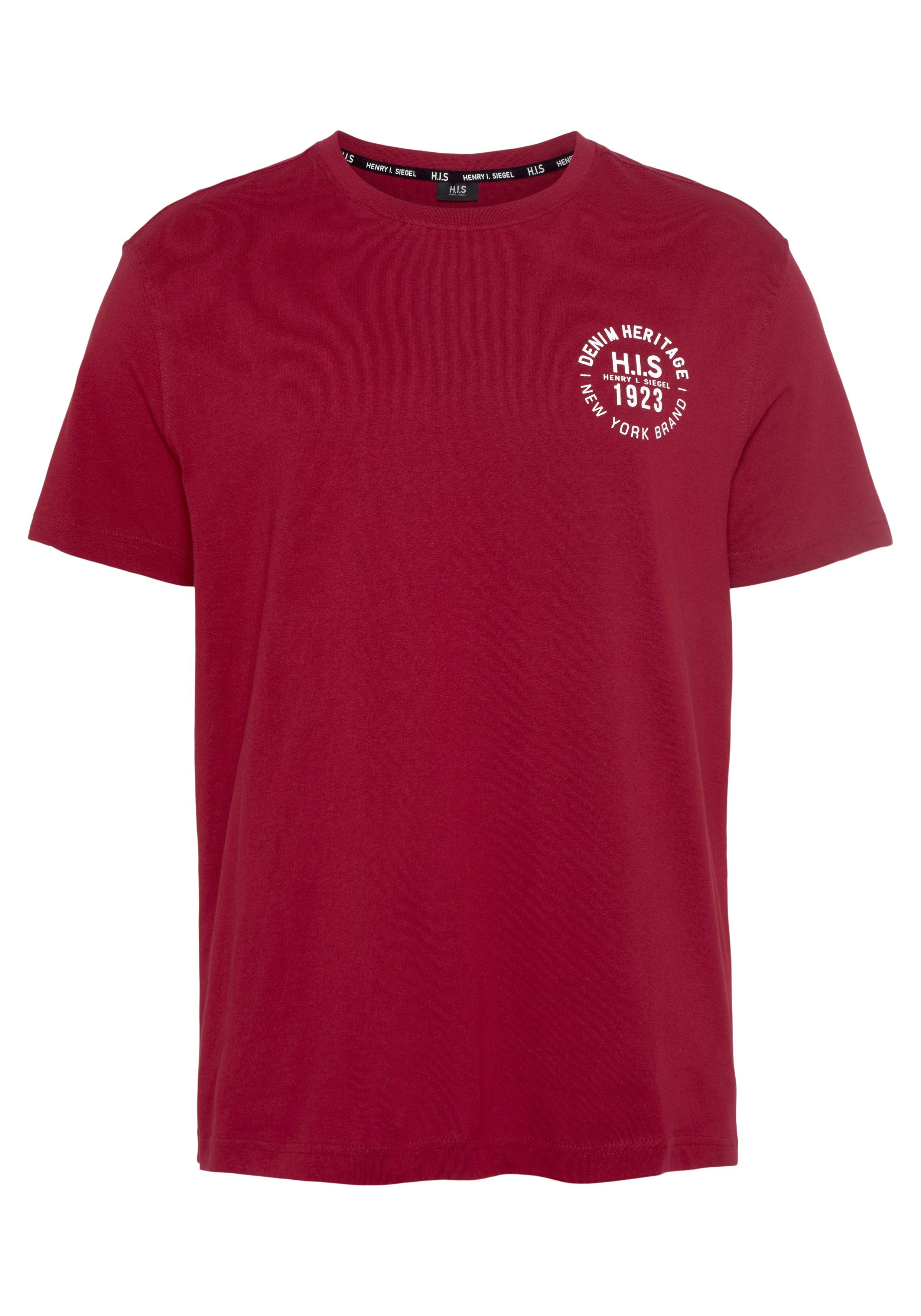 H.I.S T-shirt smal gesneden, bedrukt ontwerp, van 100% katoen (3-delig, Set van 3)