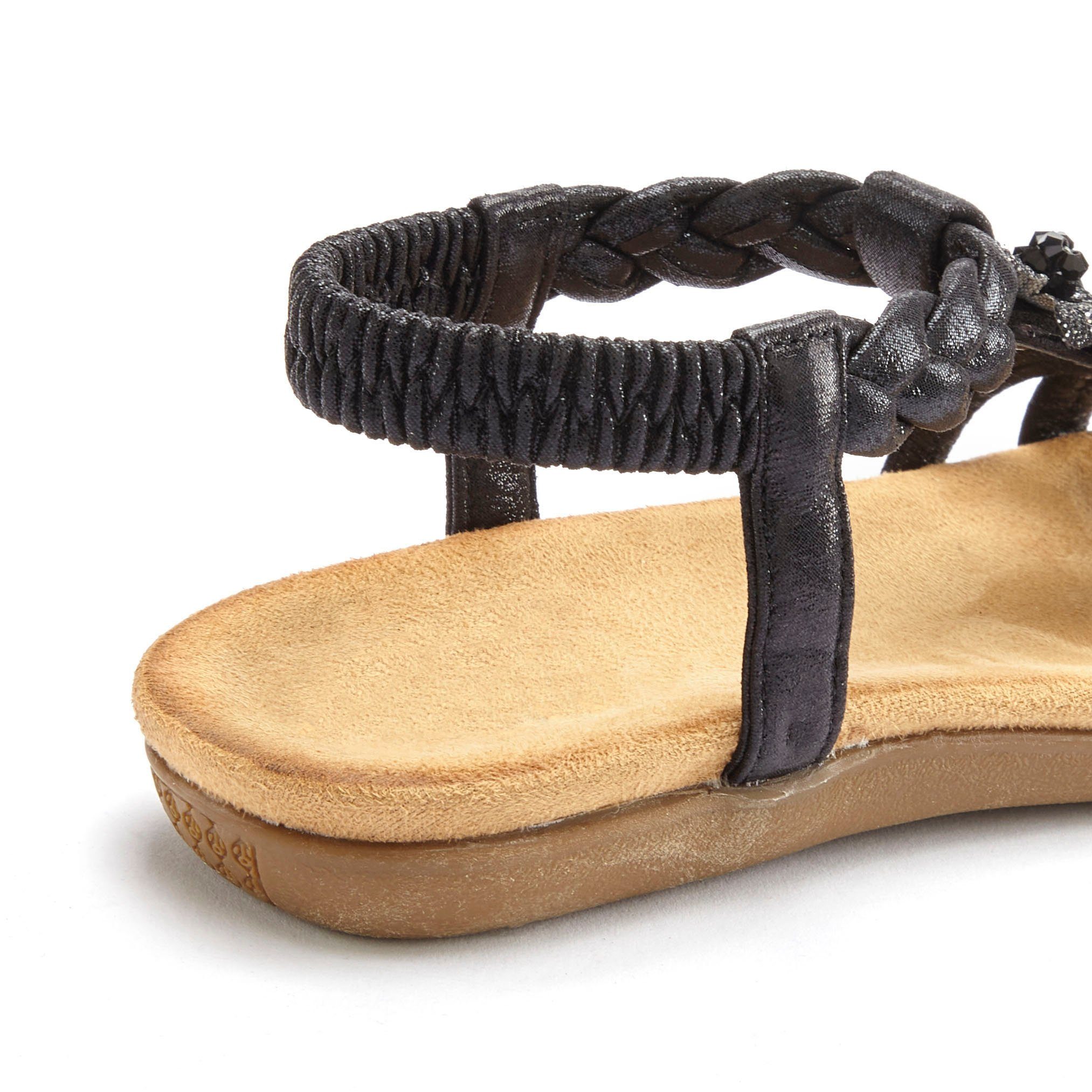 Lascana Sandalen Sandalette, zomerschoen met sieraantjes en elastische band