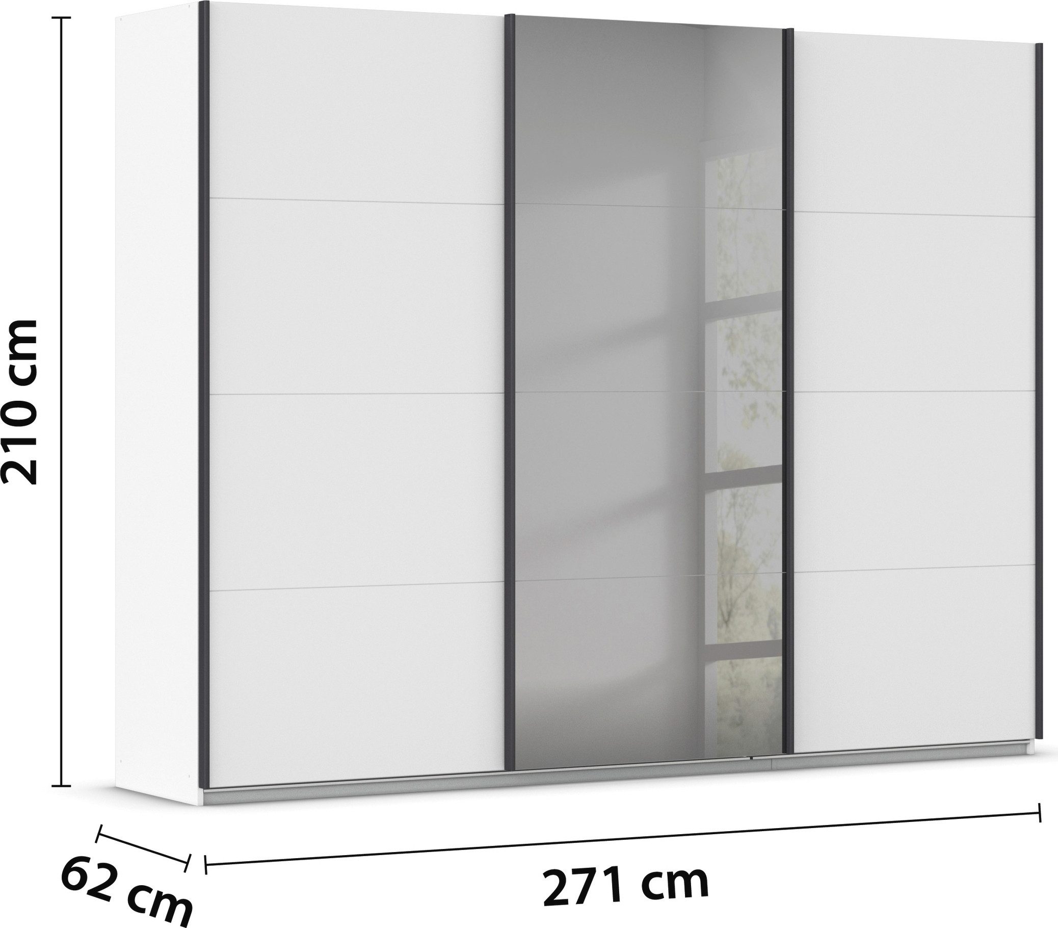 Schuifdeurkast Ferris, kast breedte 2,71m Kast met spiegel in 3 uitvoeringen BASIC/CLASSIC/PREMIUM