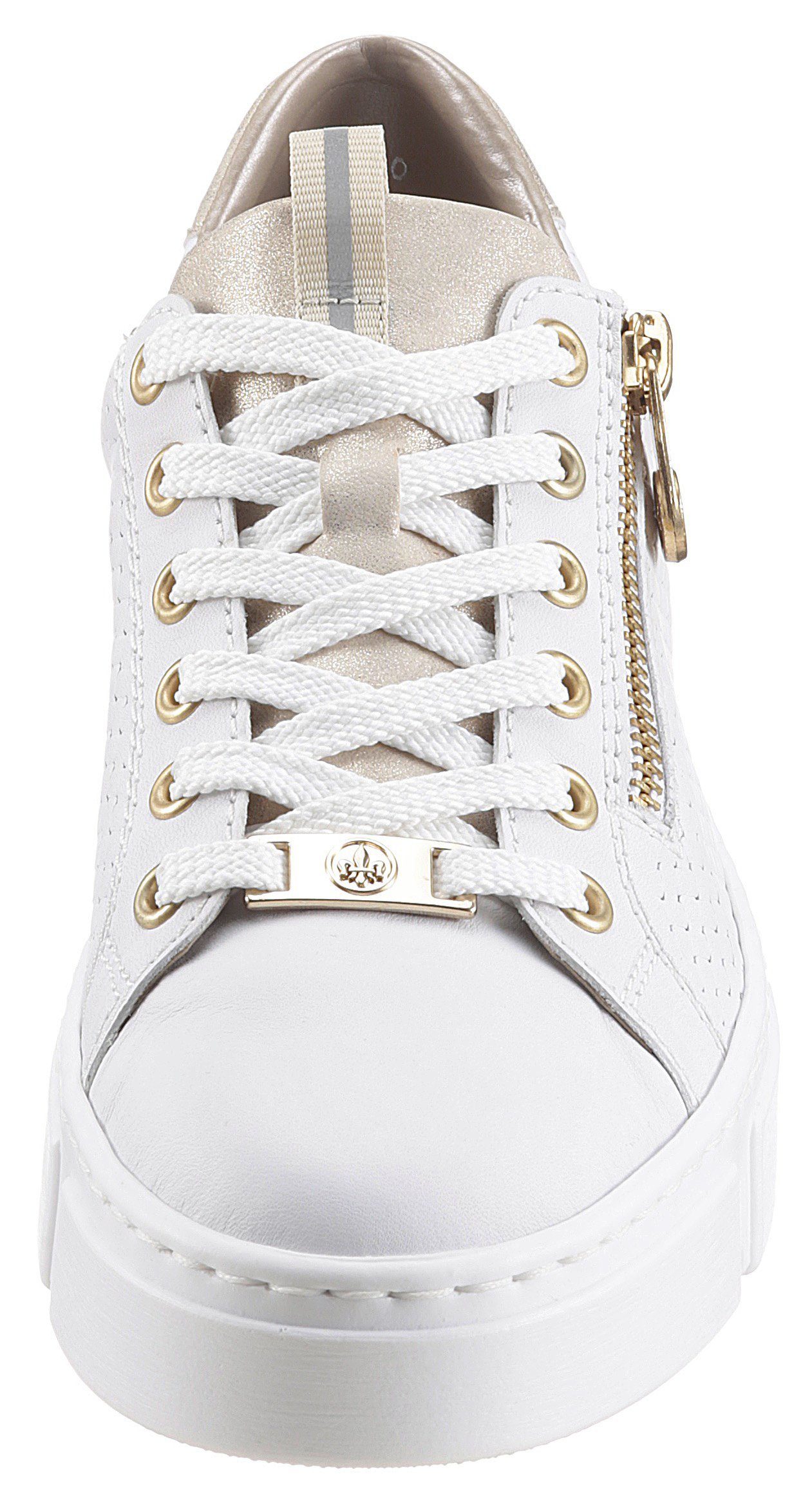 Rieker Plateausneakers met goudkleurige details, vrijetijdsschoen, lage schoen, veterschoen