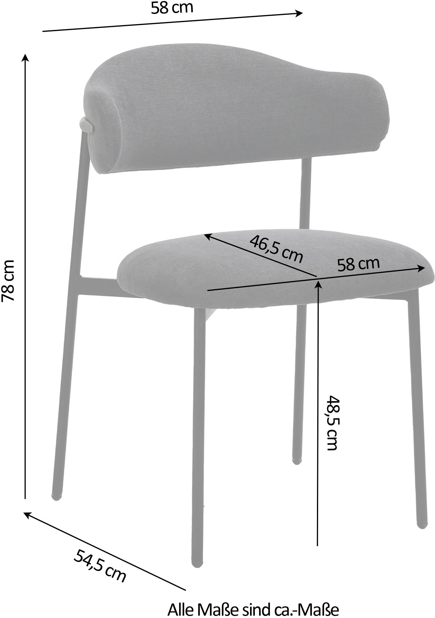 byLIVING Eetkamerstoel Jersey (2-stuks set) Frame van metaal zwart, keukenstoel, geweven stofbekleding, diverse kleuren (set)
