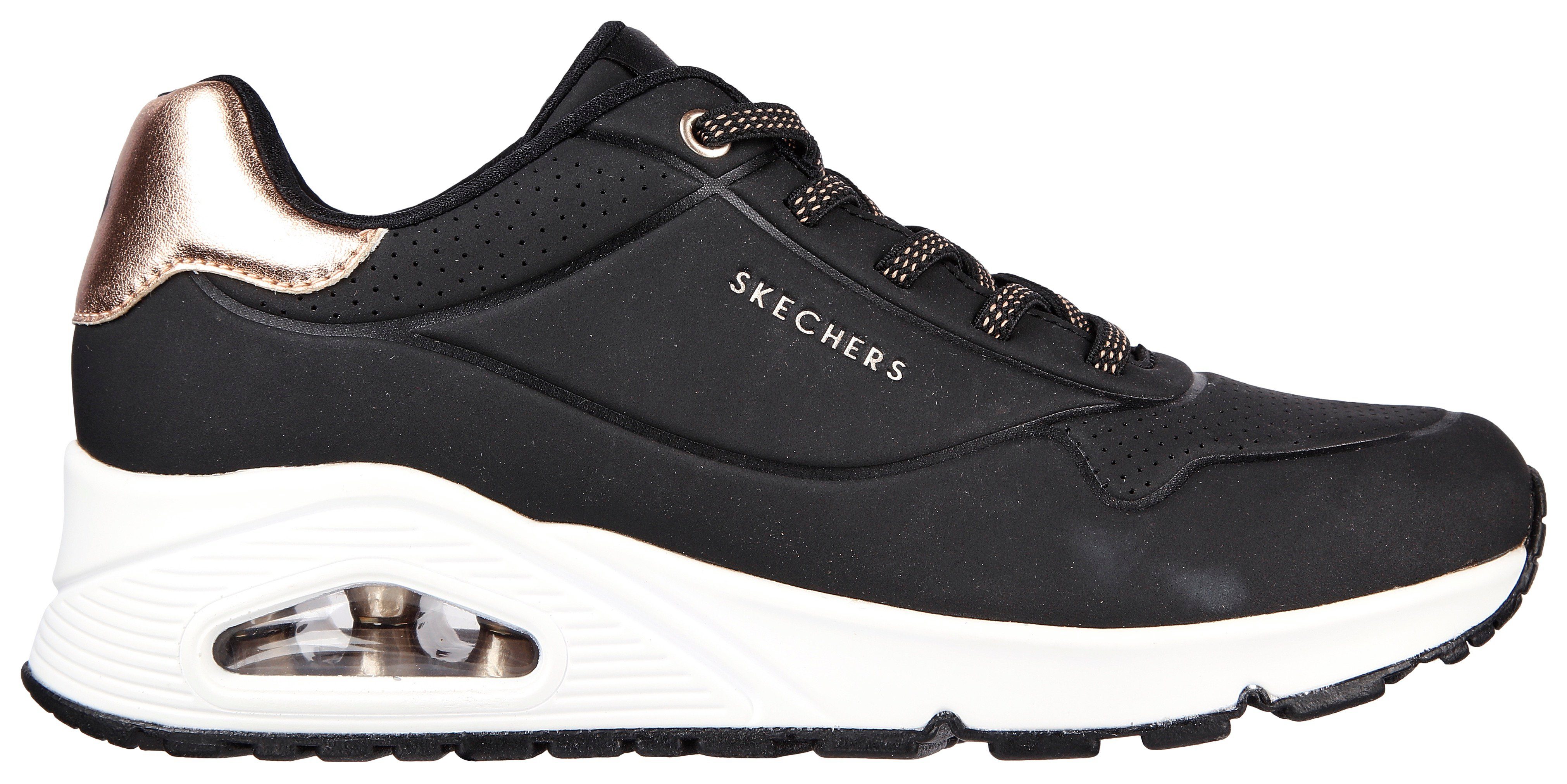 Skechers Slip-on sneakers UNO SHIMMER AWAY Slipper, vrijetijdsschoen, plateau sneaker met modieuze sleehak