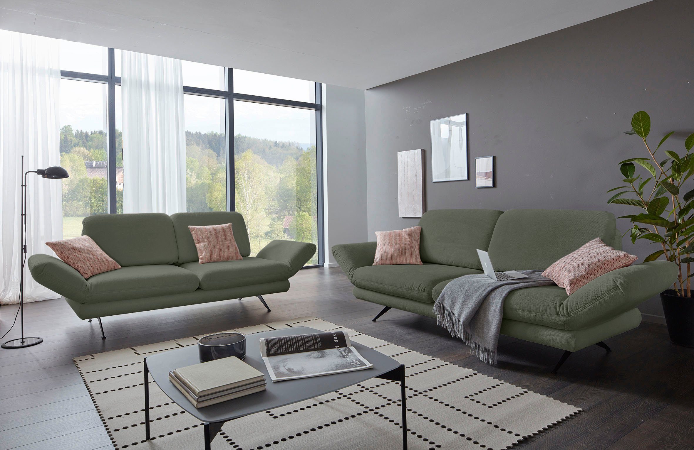Places of Style 2,5-zitsbank Saletto modern design met armleuning met functie, naar keuze met verstelbare rugleuning