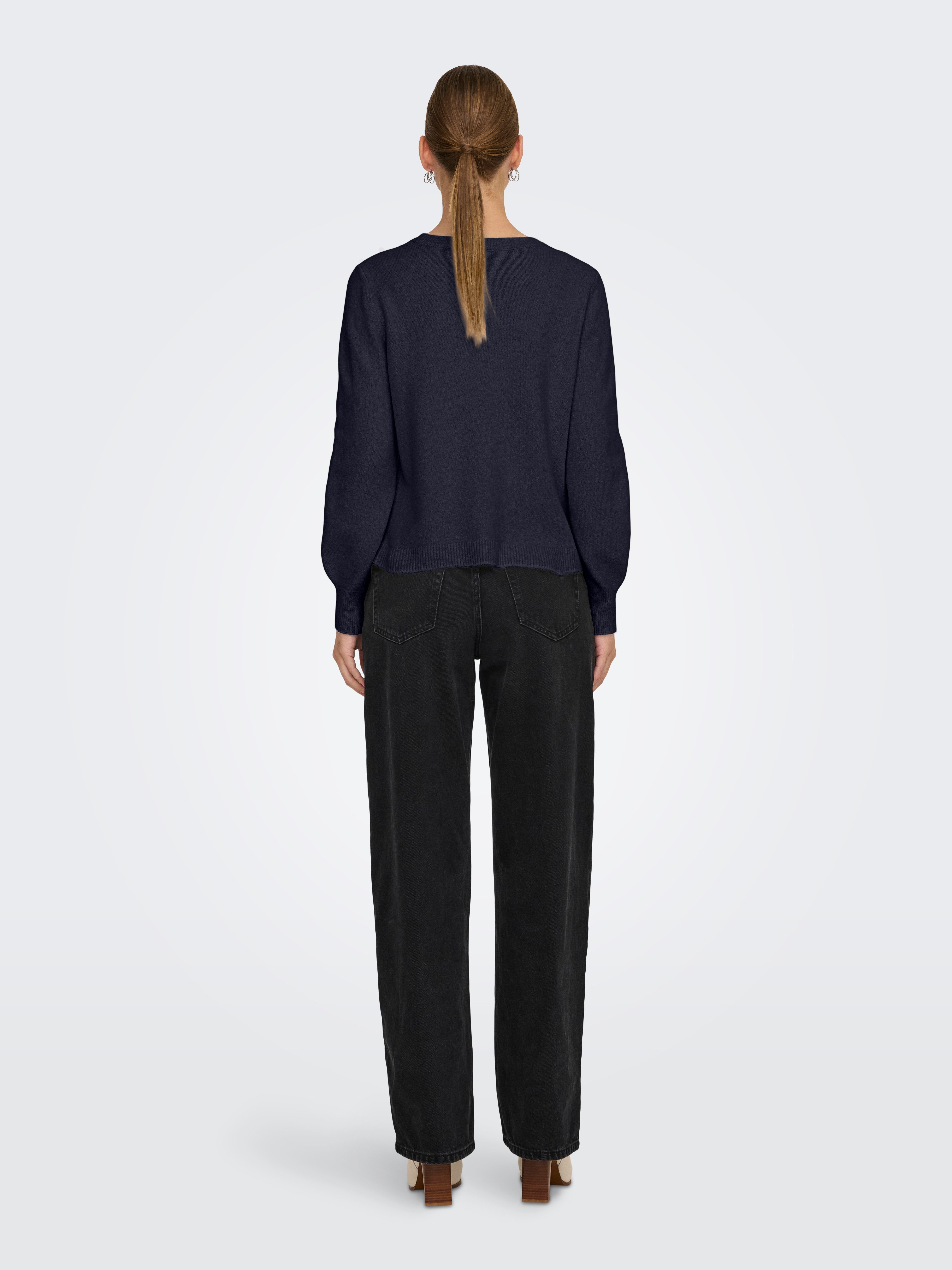 Only Gebreide trui ONLJEANETT LIFE LS BUTTON O-NECK CS KNT