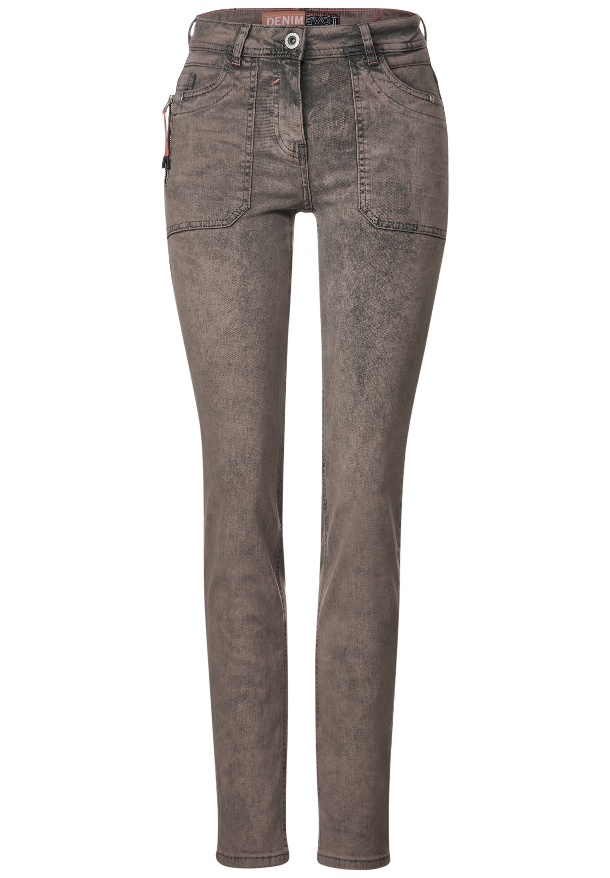 Cecil Slim fit jeans Damesjeans Toronto stijl Met modieuze wassing zijzak met ritssluiting