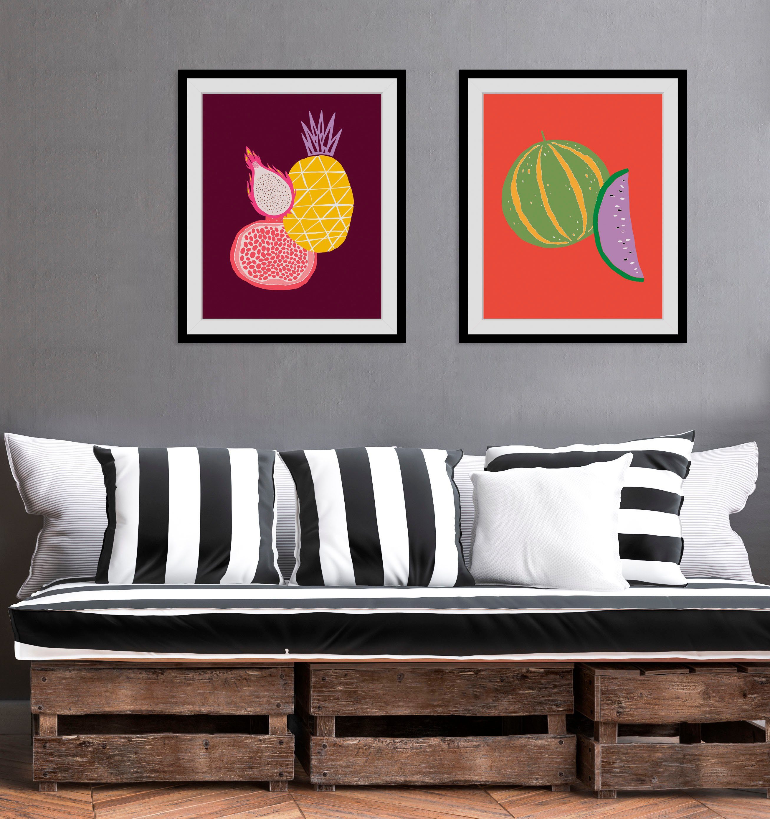 queence Wanddecoratie Aylin HD premium posterdruk incl. houten lijst (1 stuk) schilderijen maat 40 cm x 50 cm multicolor
