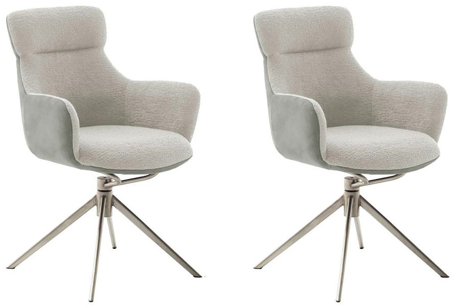 MCA furniture Eetkamerstoel (2-set), draaibaar 360°, draai- & schommelfunctie, zithoogte ca. 50 cm 4 poot stoelen grijs