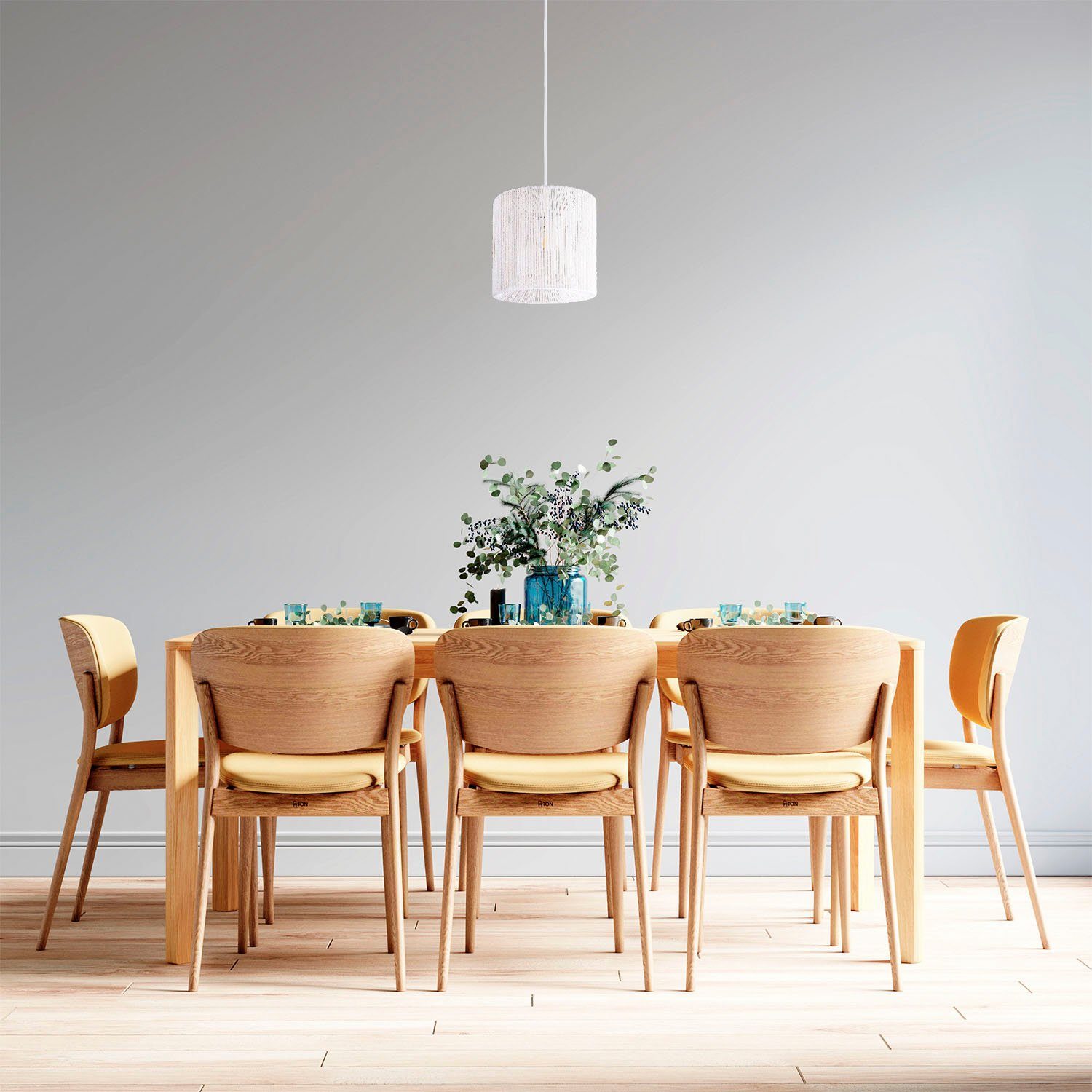 Paco Home Hanglamp Hugo Ramira Woonkamer eetkamer rattan look Boho kap papier E27 modern