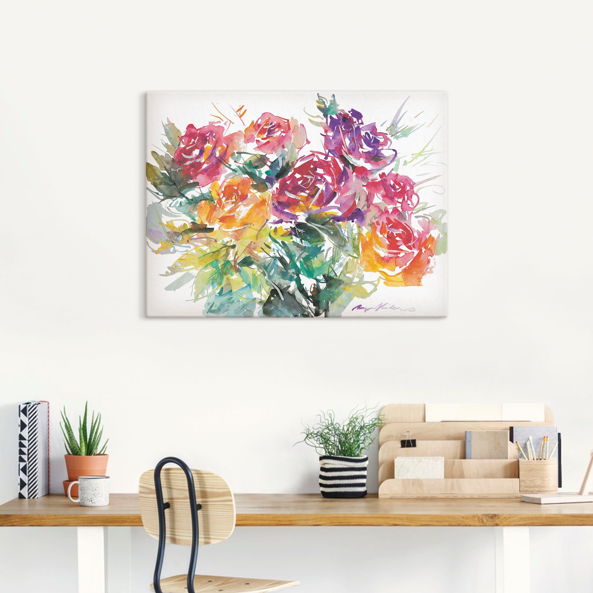 Artland Artprint Bos rozen als artprint op linnen, poster in verschillende formaten maten