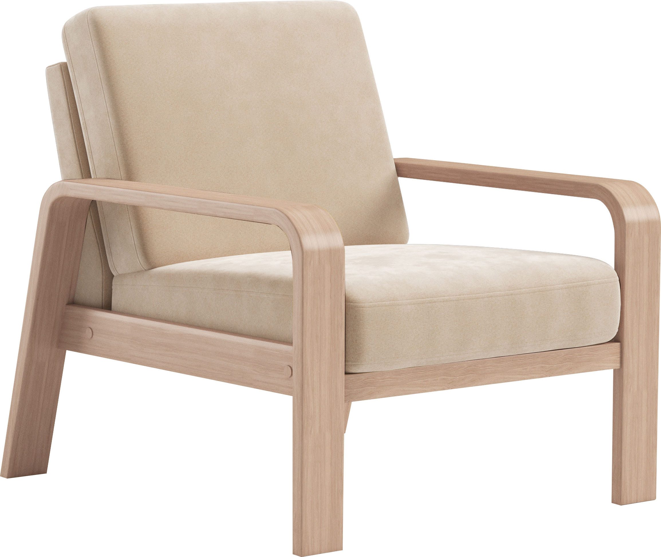 sit&more Fauteuil Kolding Armleuningen van natuurlijk beukenhout, verschillende bekledingen en kleuren