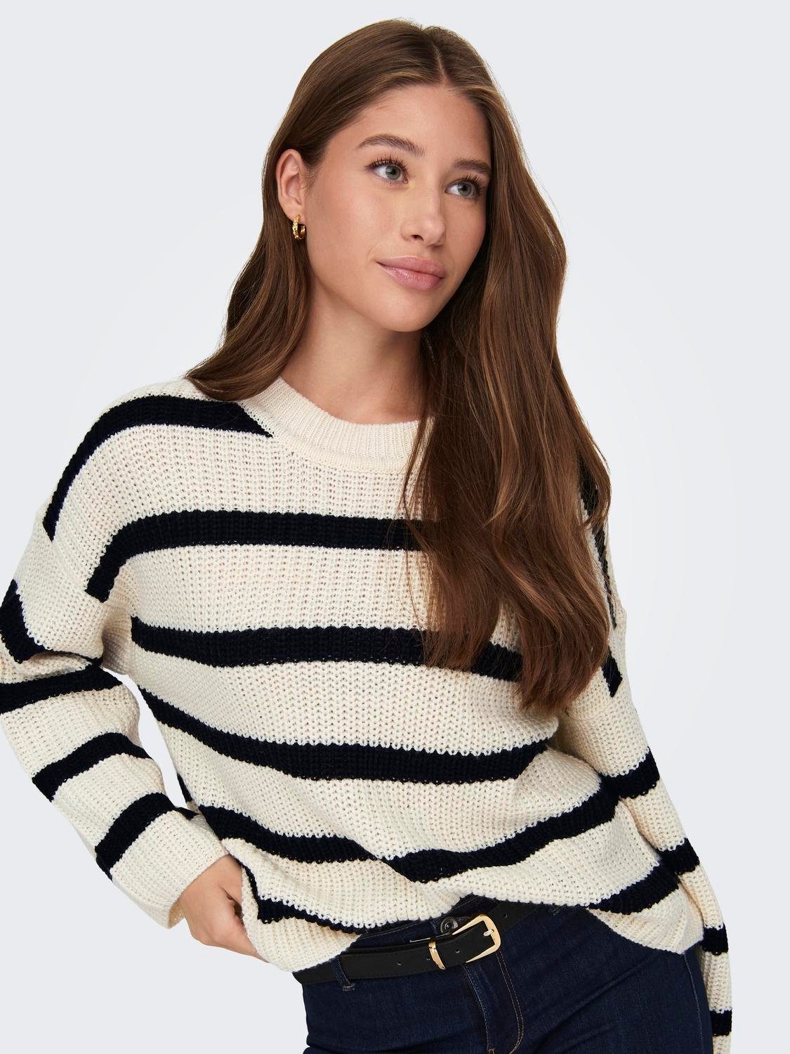JDY Gebreide trui JDYJUSTY L/S STRIPE PULLOVER KNT NOOS