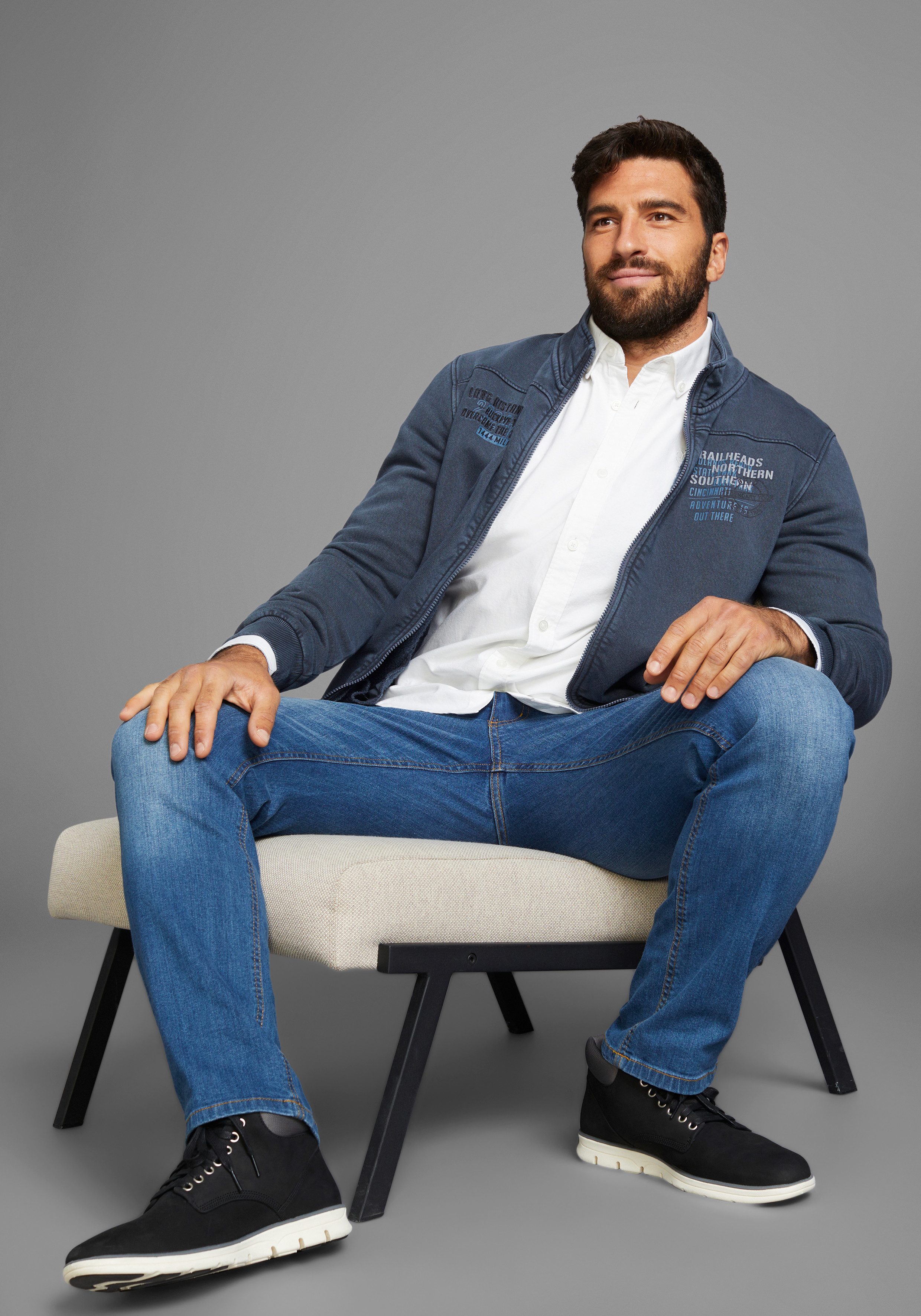 Man's World Sweatvest met print en borduursel