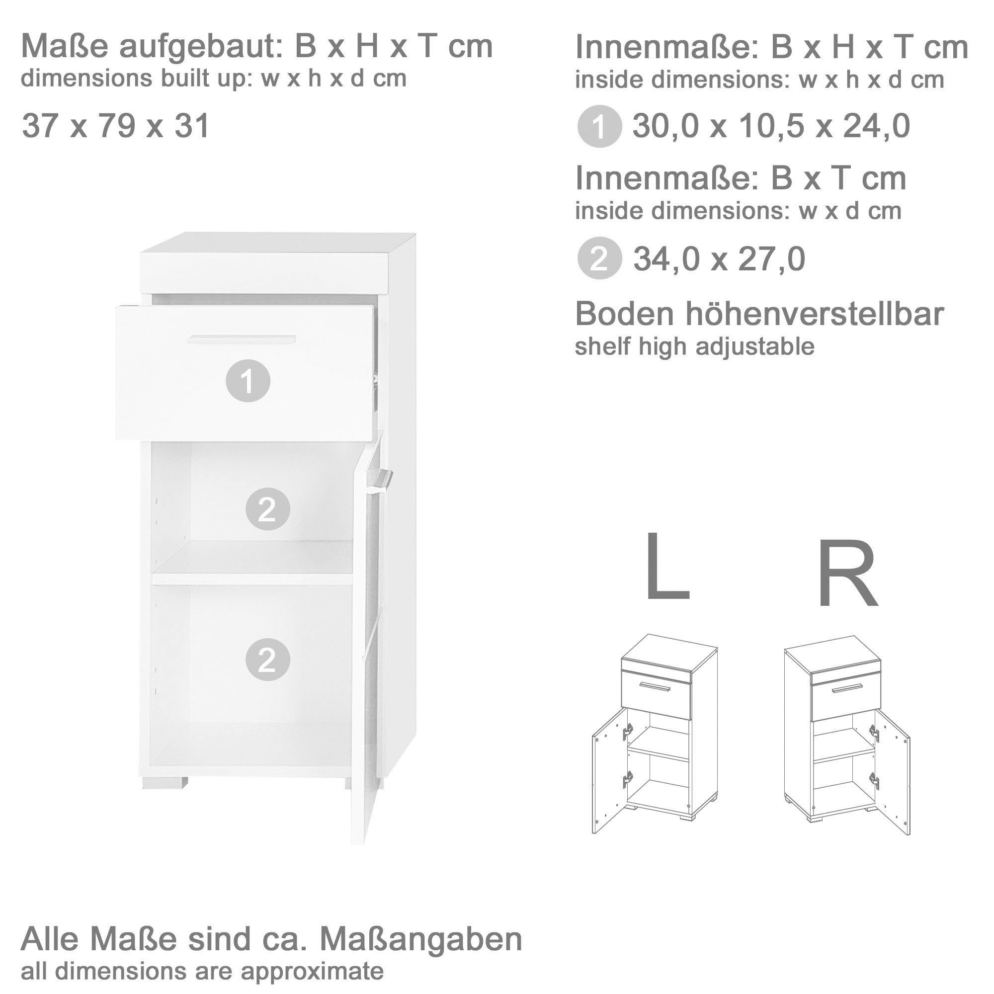 INOSIGN Badkamerserie Avena Badkamermeubels in verschillende kleuren - afmetingen (B/D/H) 163/34/190 cm (set, 5-delig)