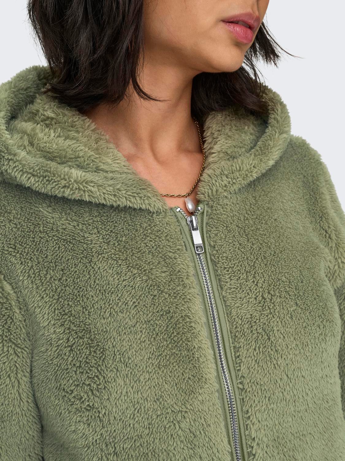 Only Pluche jas met capuchon ONLNEWANNA CONTACT SHERPA JKT OTW NOOS