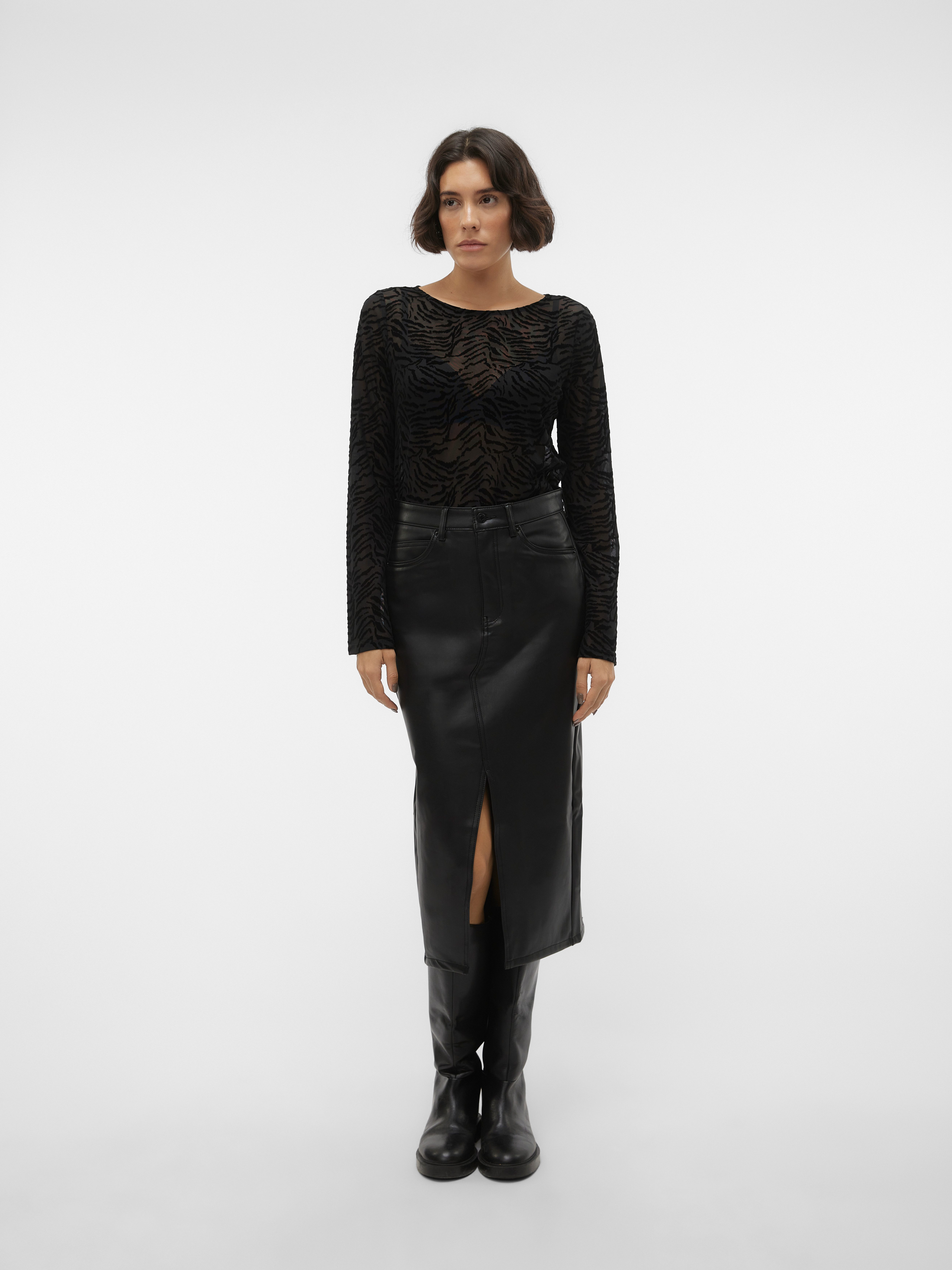 Vero Moda Imitatieleren rok VMVERI HR CALF PL SKIRT NOOS
