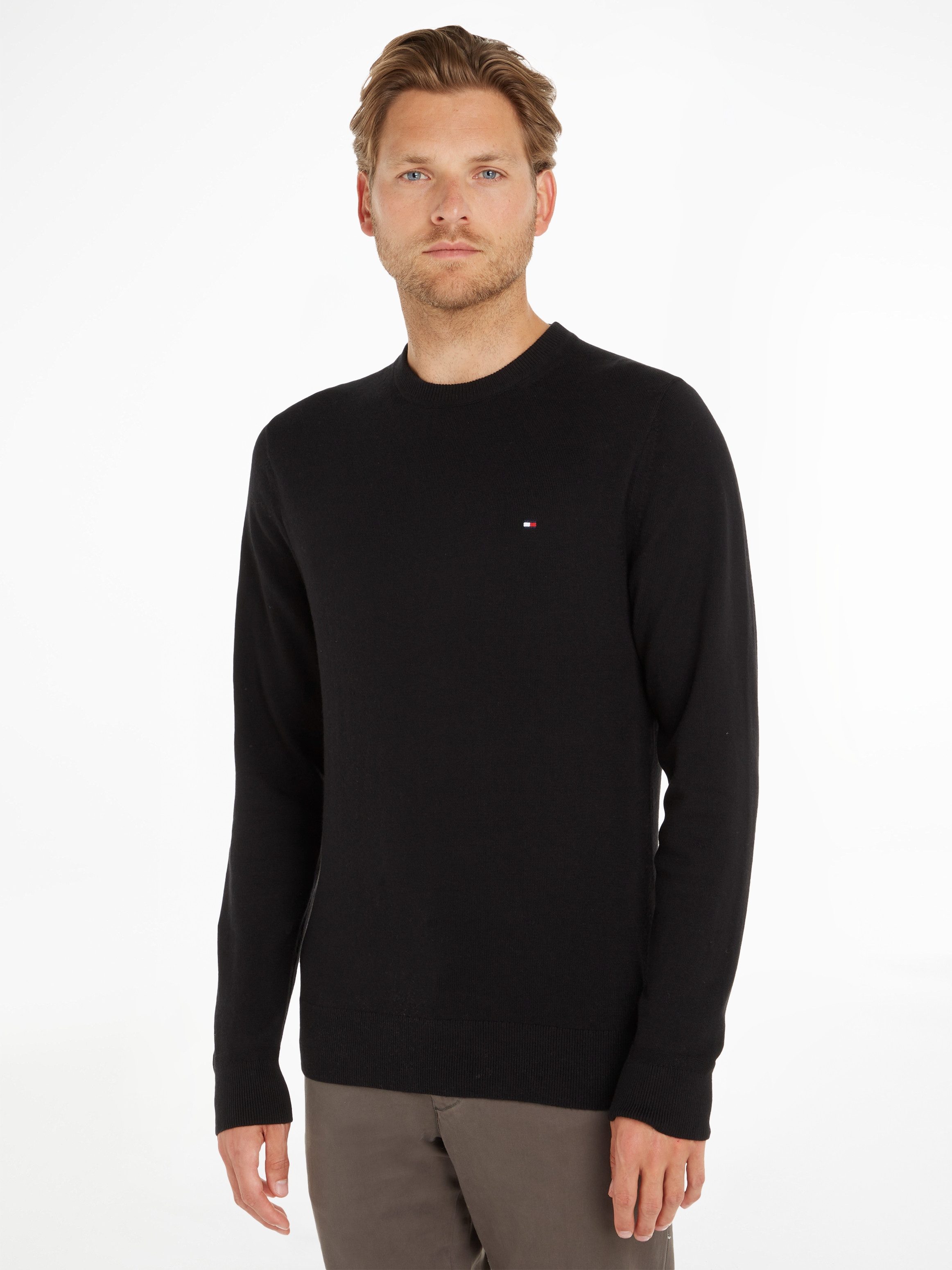 Tommy Hilfiger Trui met ronde hals PIMA ORG CTN CASHMERE CREW NECK heren pullovers maat M zwart
