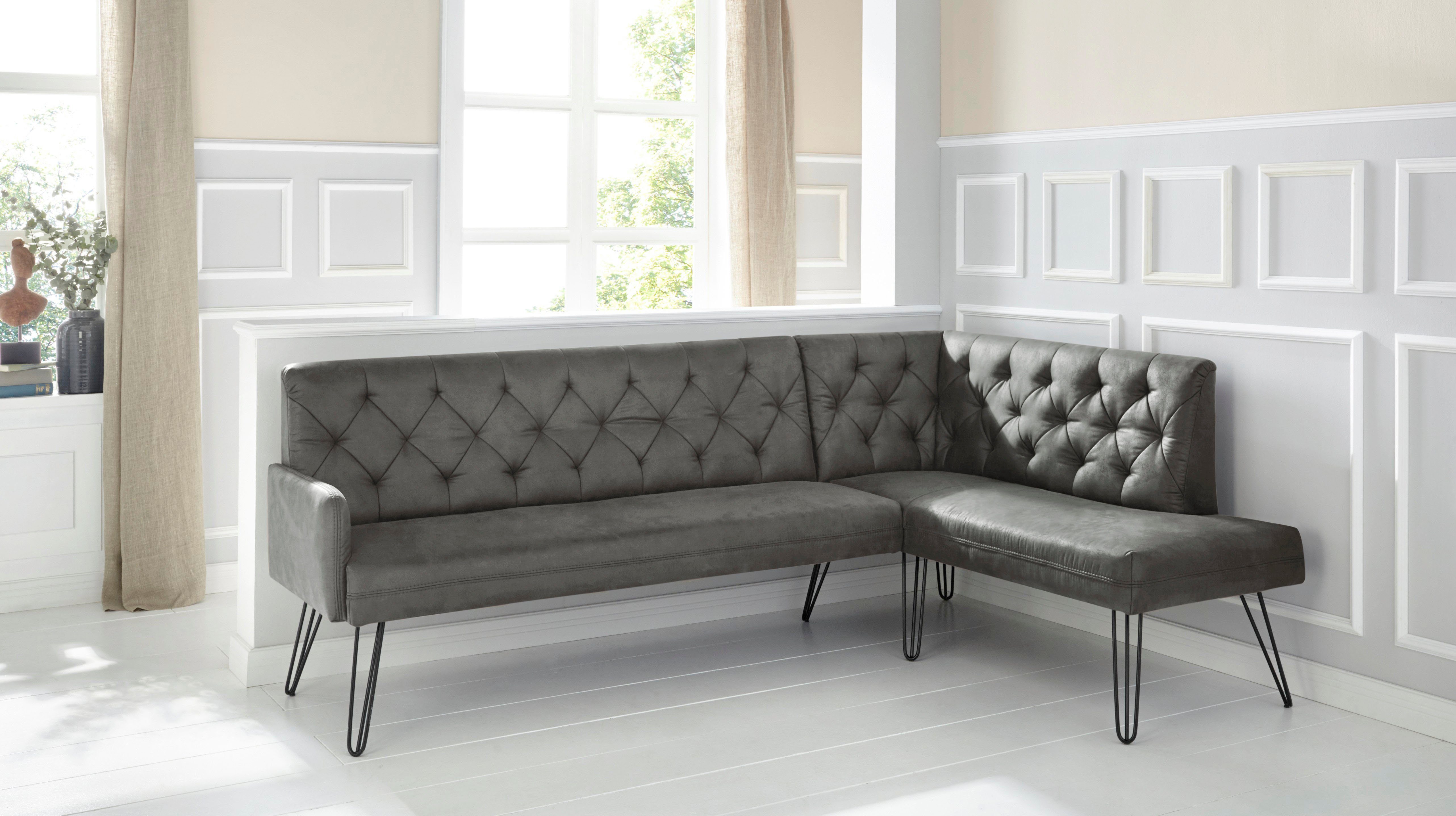 exxpo - sofa fashion Hoekbank Doppio, Chesterfield look, comfortabel en handig, hoge designvoeten