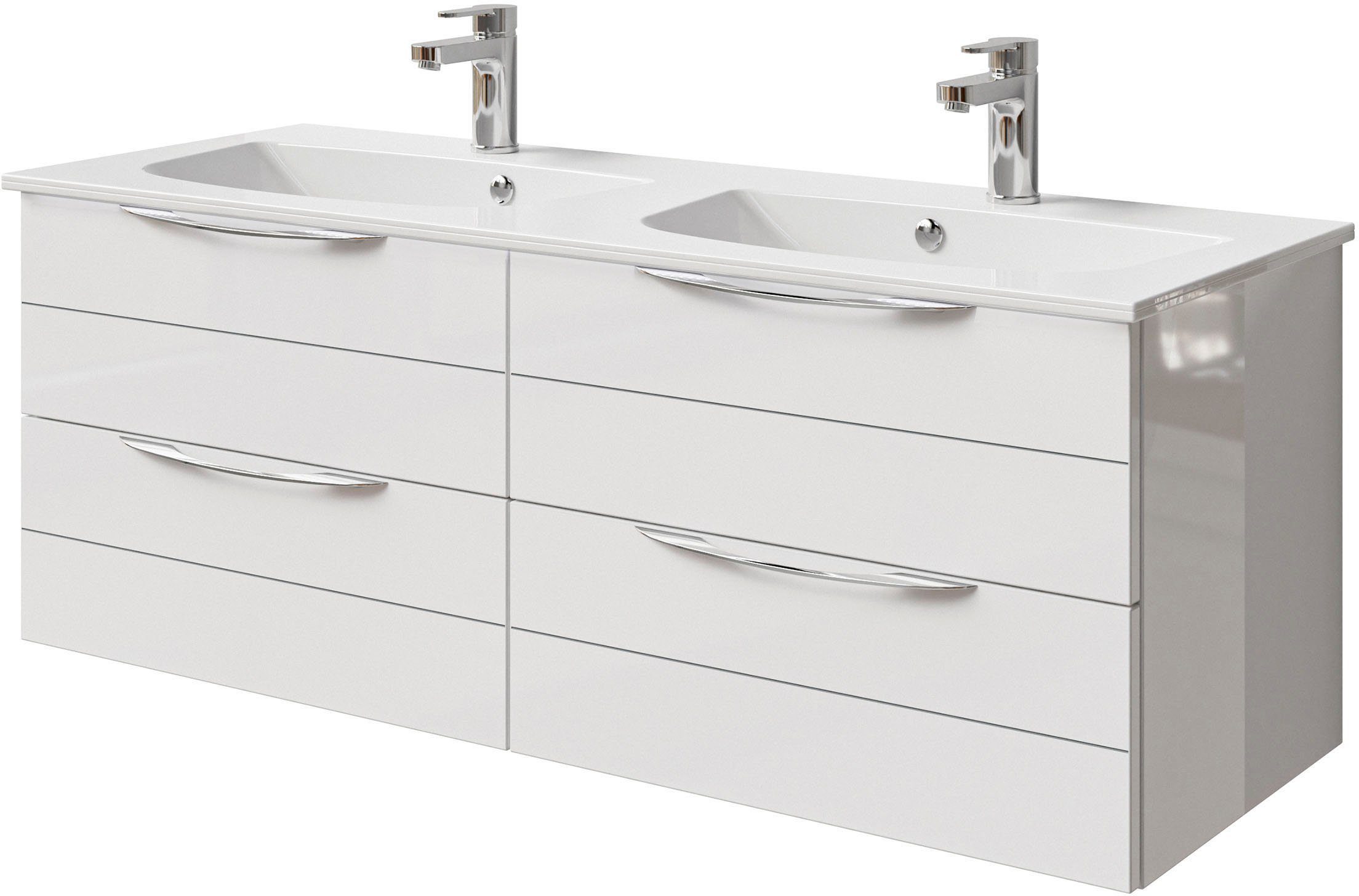 Saphir Wastafelonderkast Serie 6025 Mineralmarmor-Waschtisch mit Unterschrank, 132 cm breit (2-delig