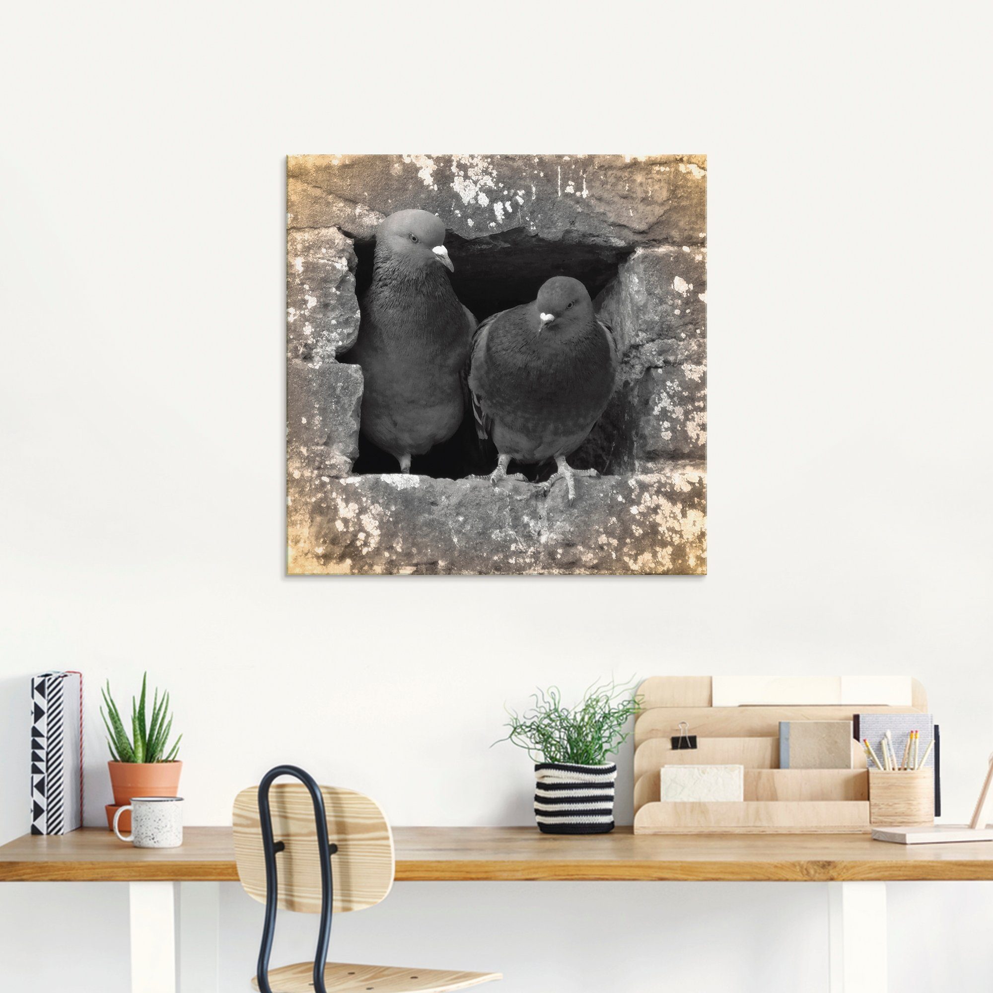 Artland Print op glas Duiven liefde in verschillende maten
