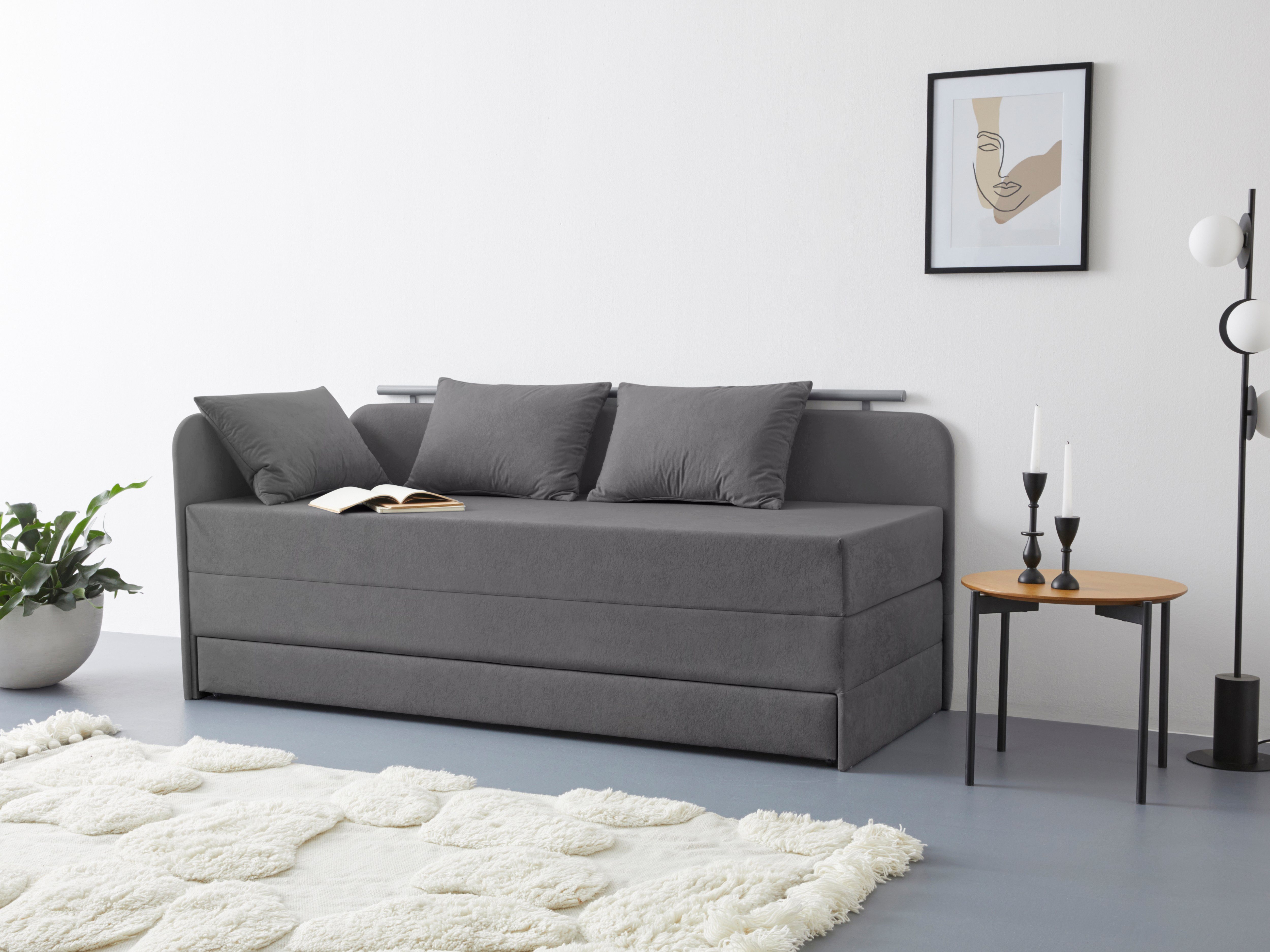 Maintal Bed Diana met bergruimte grijs, slaapbanken, Lighoogte 55 cm