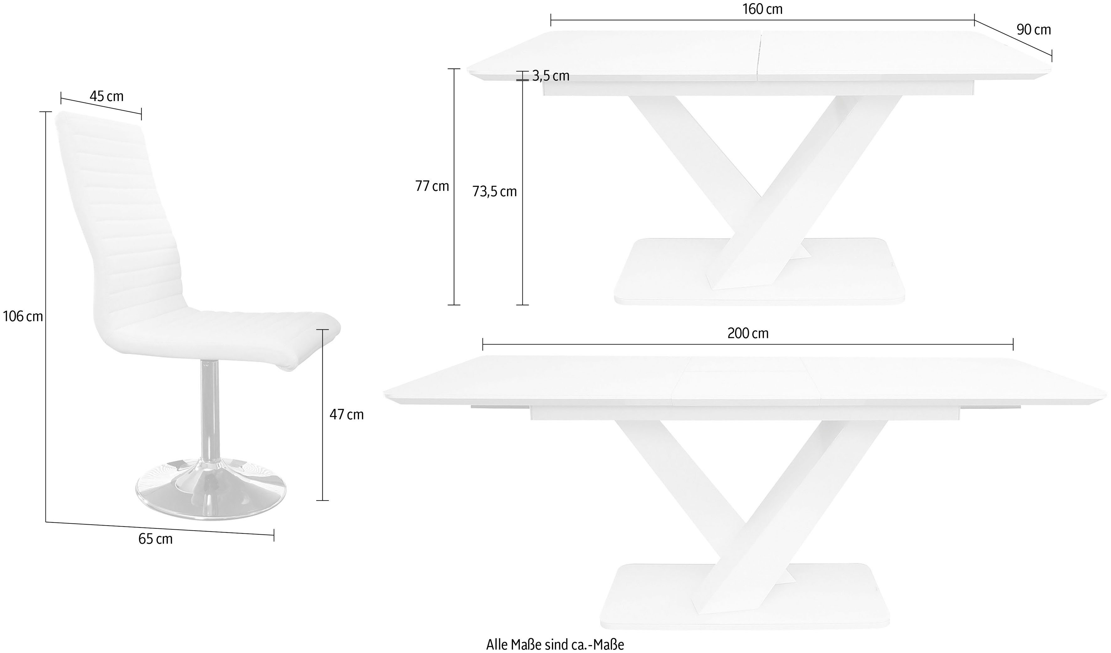 SalesFever Eethoek Tafel met uittrekfunctie (set, 5-delig)
