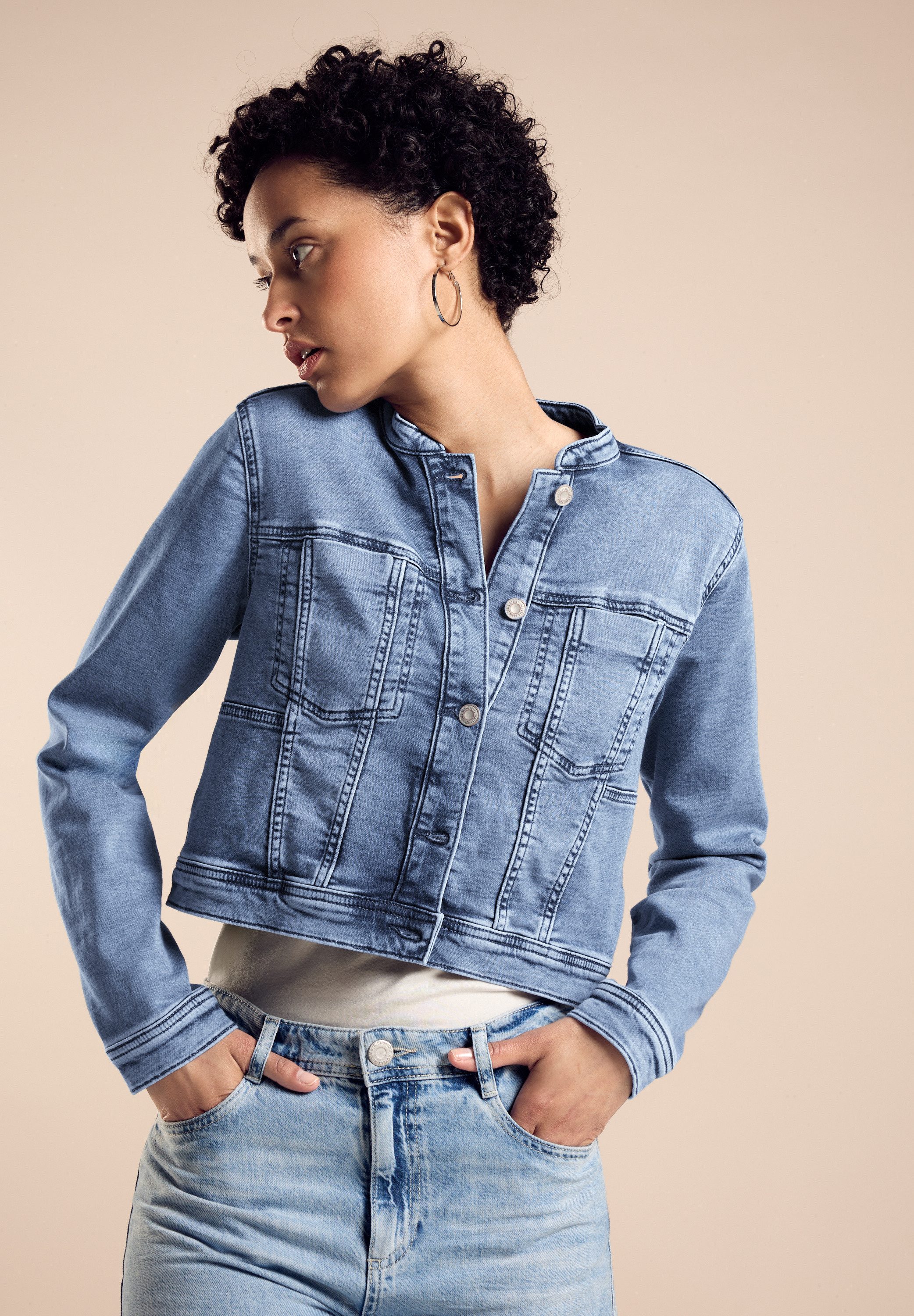 STREET ONE Jeansblazer kort en met borstzakken