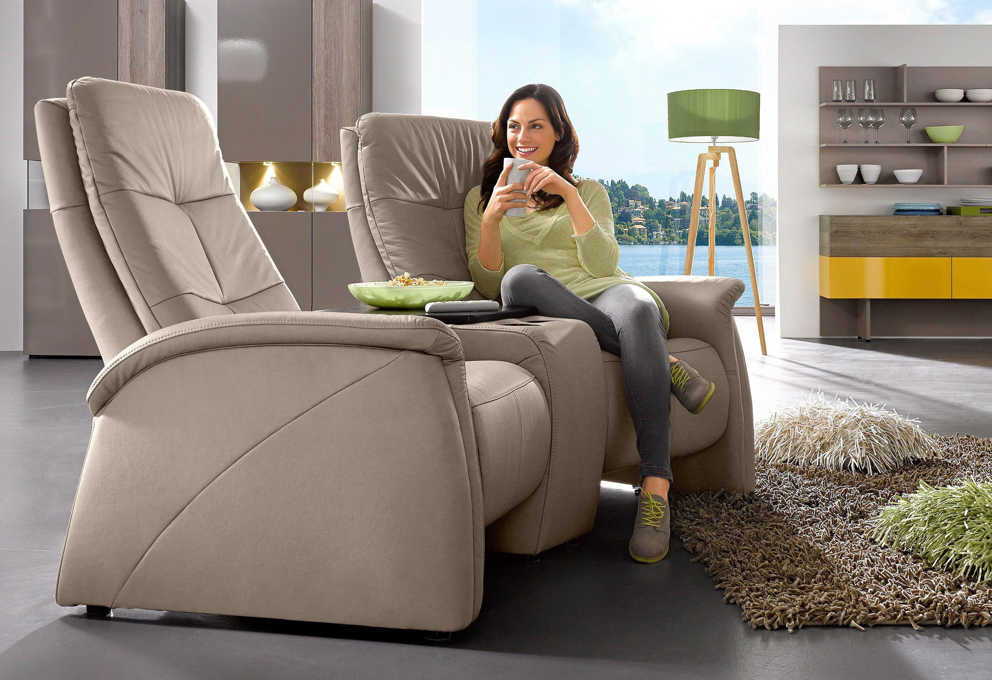 exxpo - sofa fashion 2-zitsbank Tivoli, bioscoopbank, comfortabel met relaxfunctie, geïntegreerd tafelplateau en bergruimte