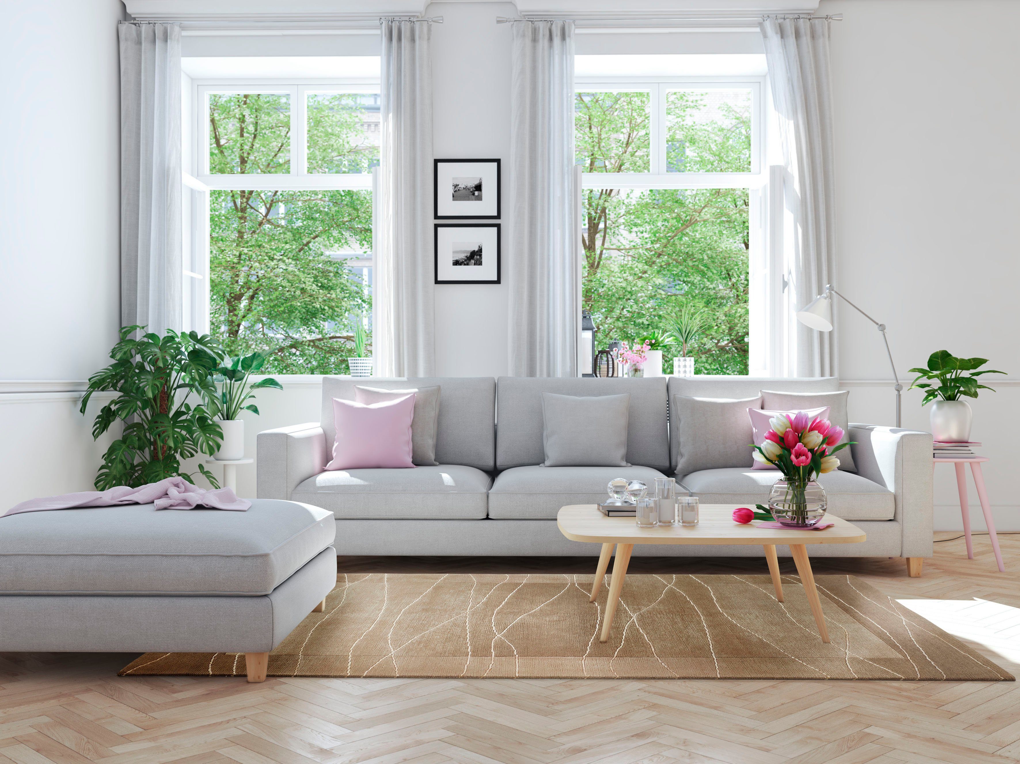 LUXOR living Wollen kleed LINEO Nepal tapijt, 100% wol, handgeknoopt, met bies