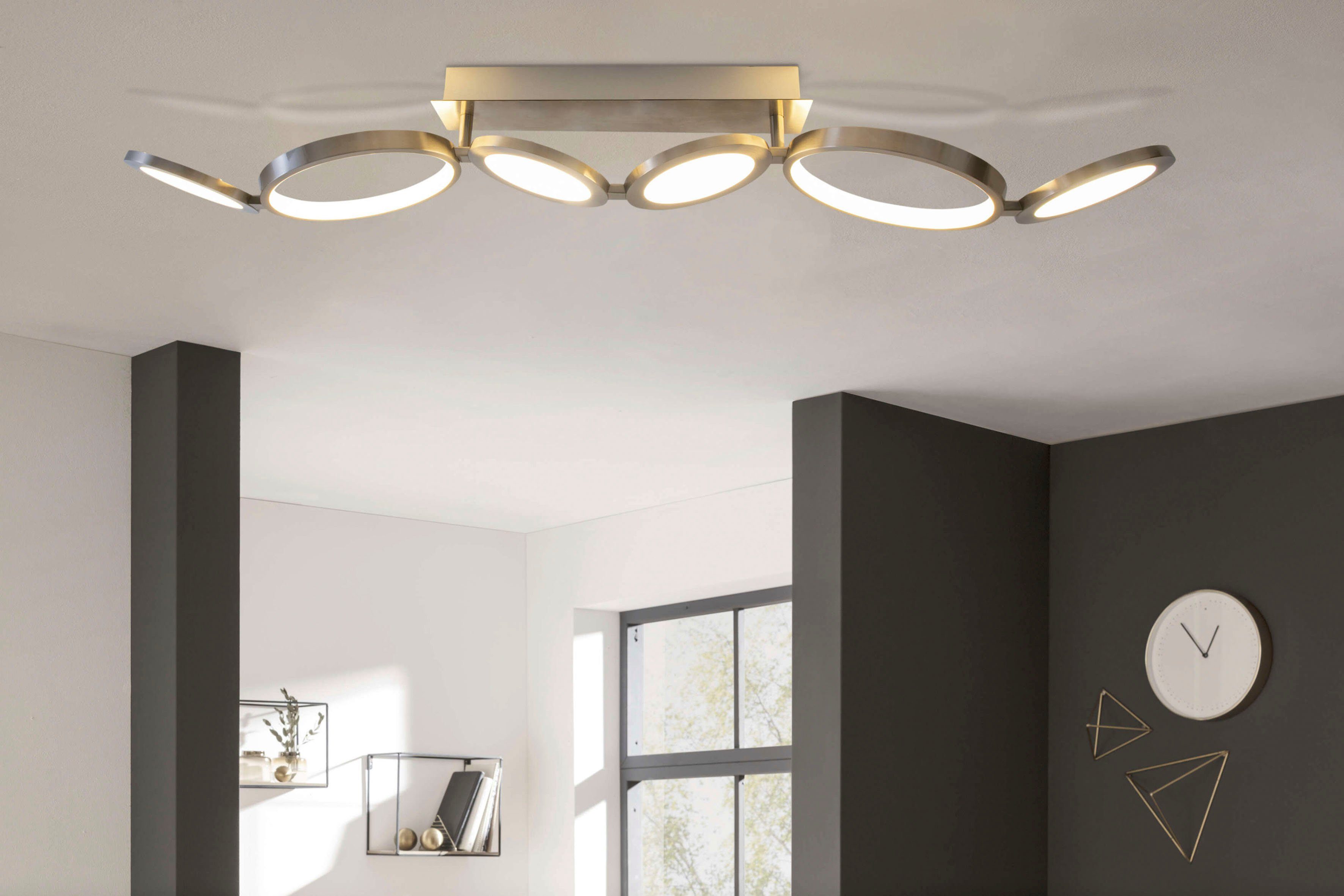näve Led-plafondlamp Stelari 3-traps dimbaar via wandschakelaar, schijfoptiek, led warmwit, l: 100 cm (1 stuk)
