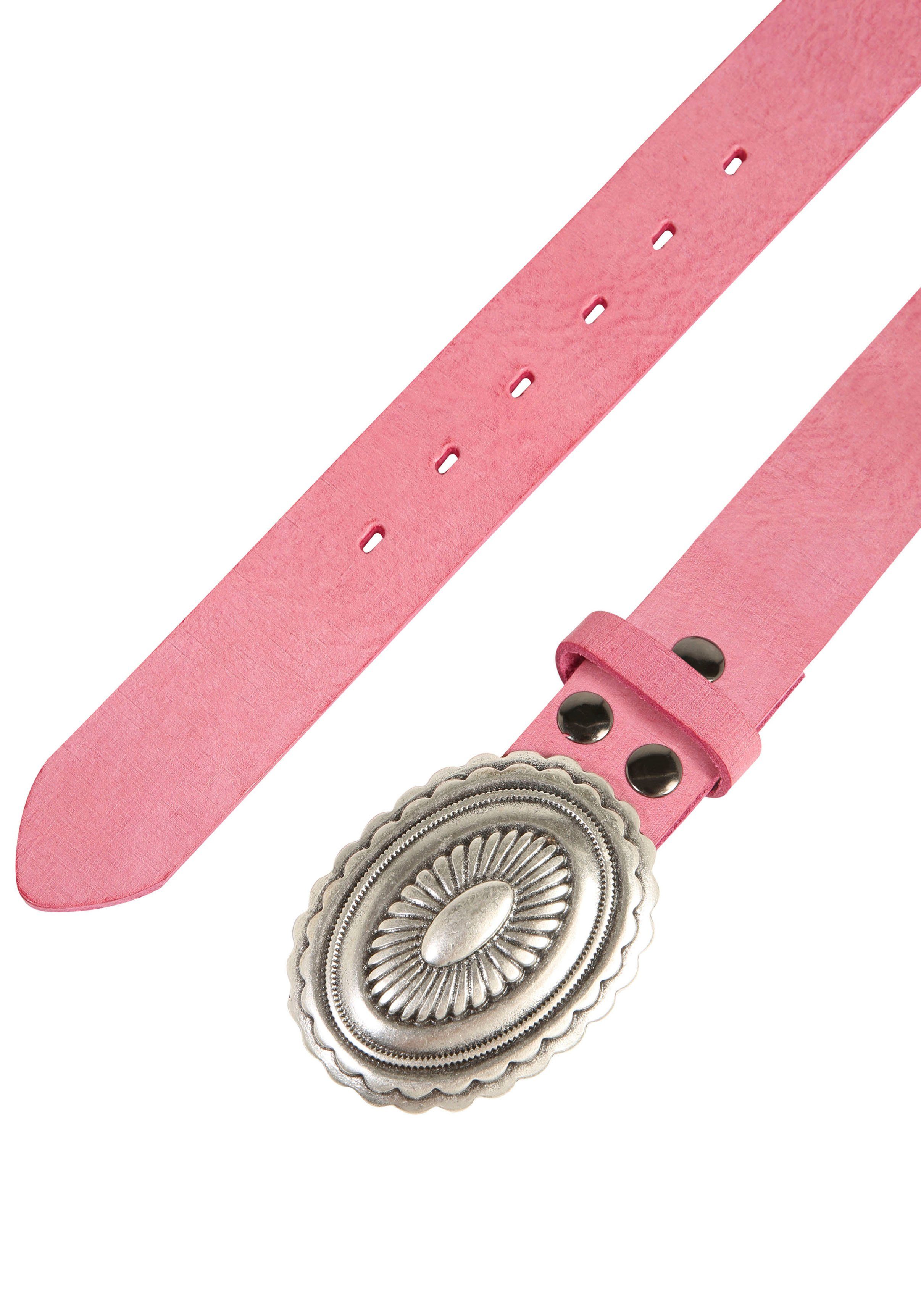 RETTUNGSRING by showroom 019° Leren riem met verwisselbare sluiting "mandala zilverkleur"