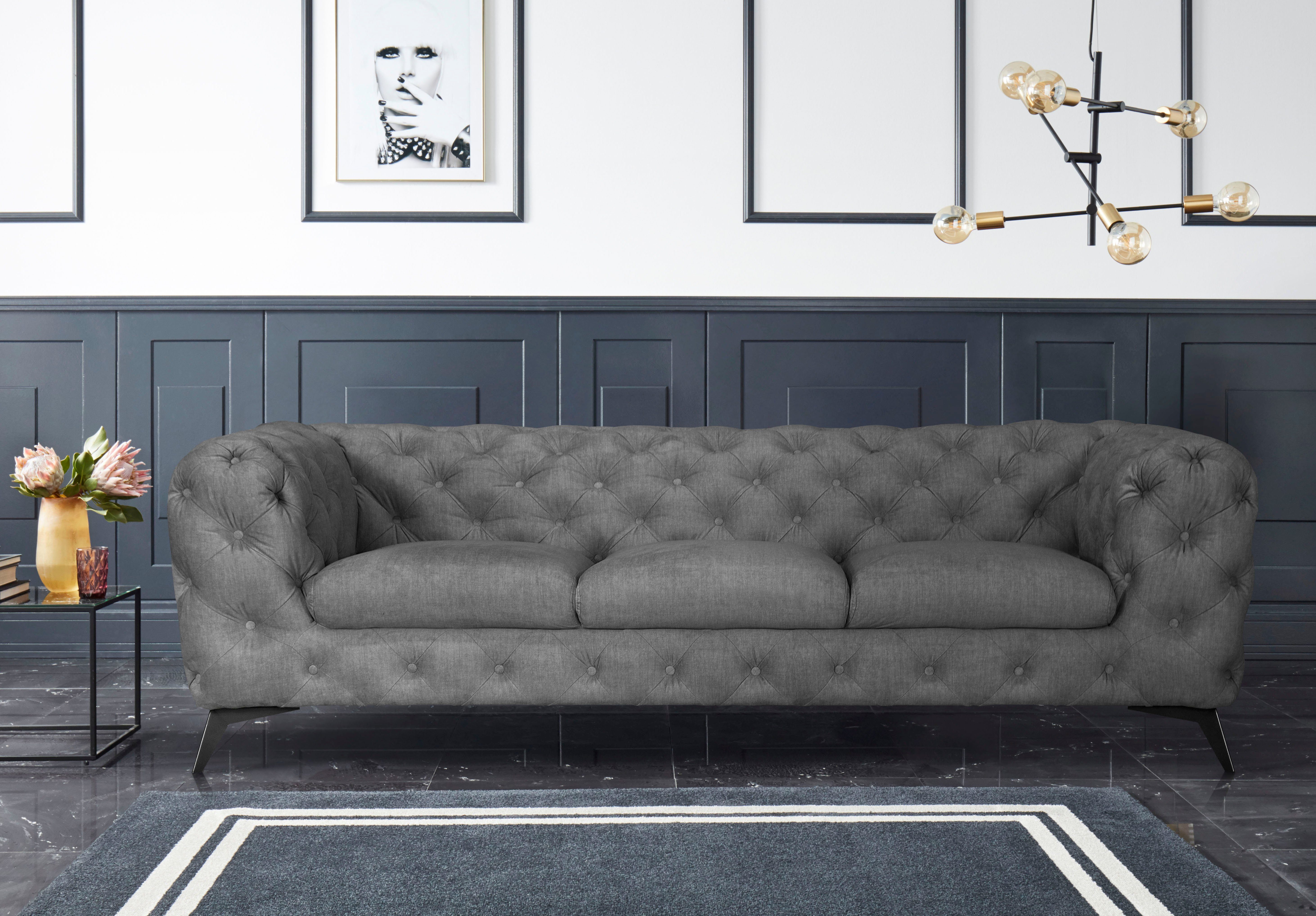 Leonique Chesterfield-bank Glynis luxueuze capitonnage, moderne chesterfield look, kleur van de poten ter keuze