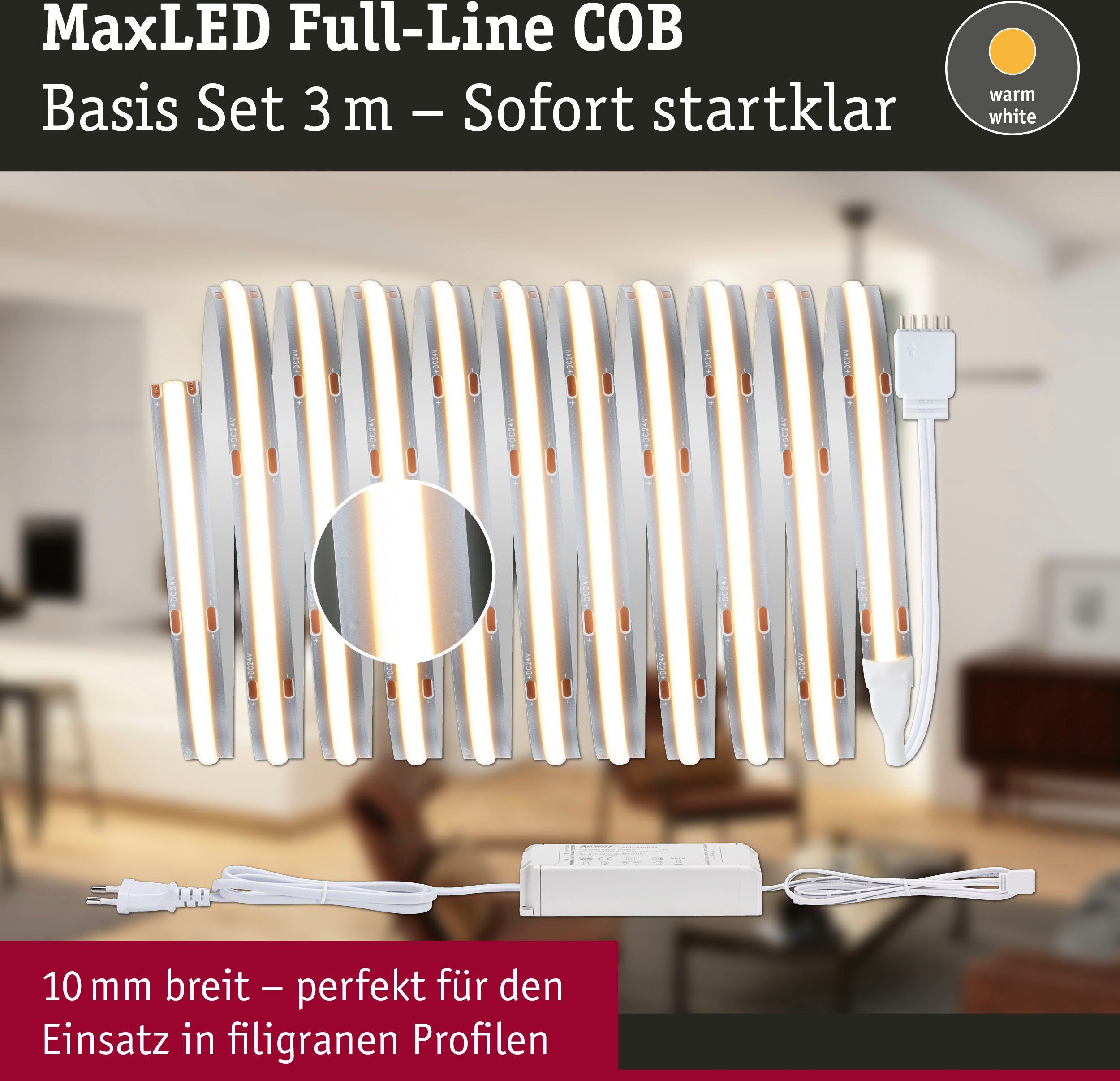 Paulmann Led-strepen MaxLED 500 Full-Line COB Basisset 3m Warmwit 19W 1500lm 480LED 2700K (1 stuk)