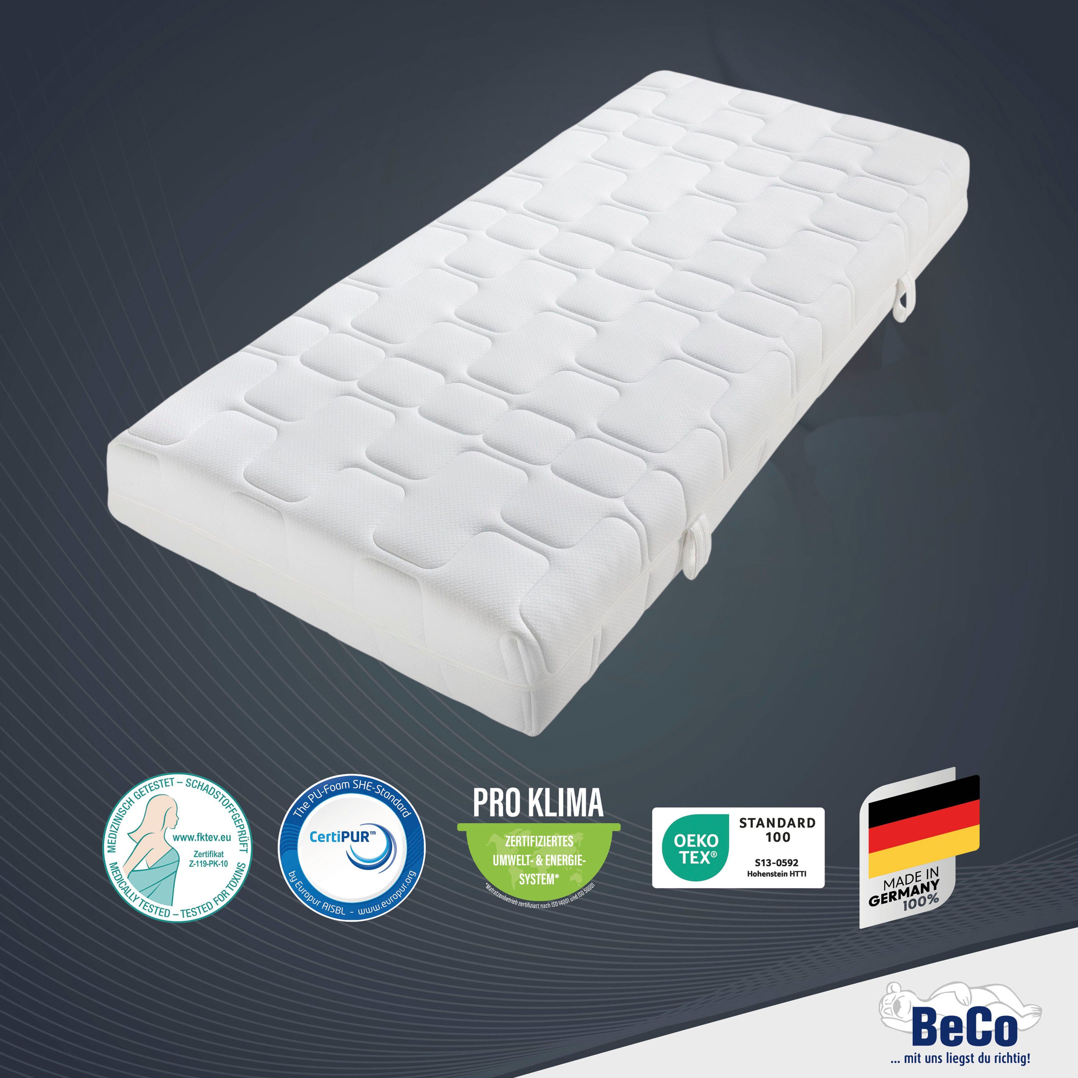 Beco Gelschuimmatras GUMO MAXX, 7 zones matras 90x200, 140x200 en andere maten drukverlagende gel-schuimlaag, zachte & stevige kant, ademend hoogte 25 cm
