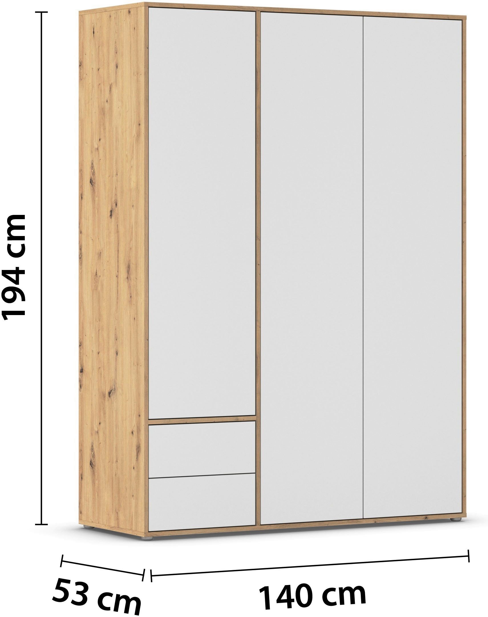 rauch Draaideurkast Kledingkast Kast Garderobe Wasmand NABILA veel Opbergruimte met 2 lades en push-to-open functie topseller made in germany