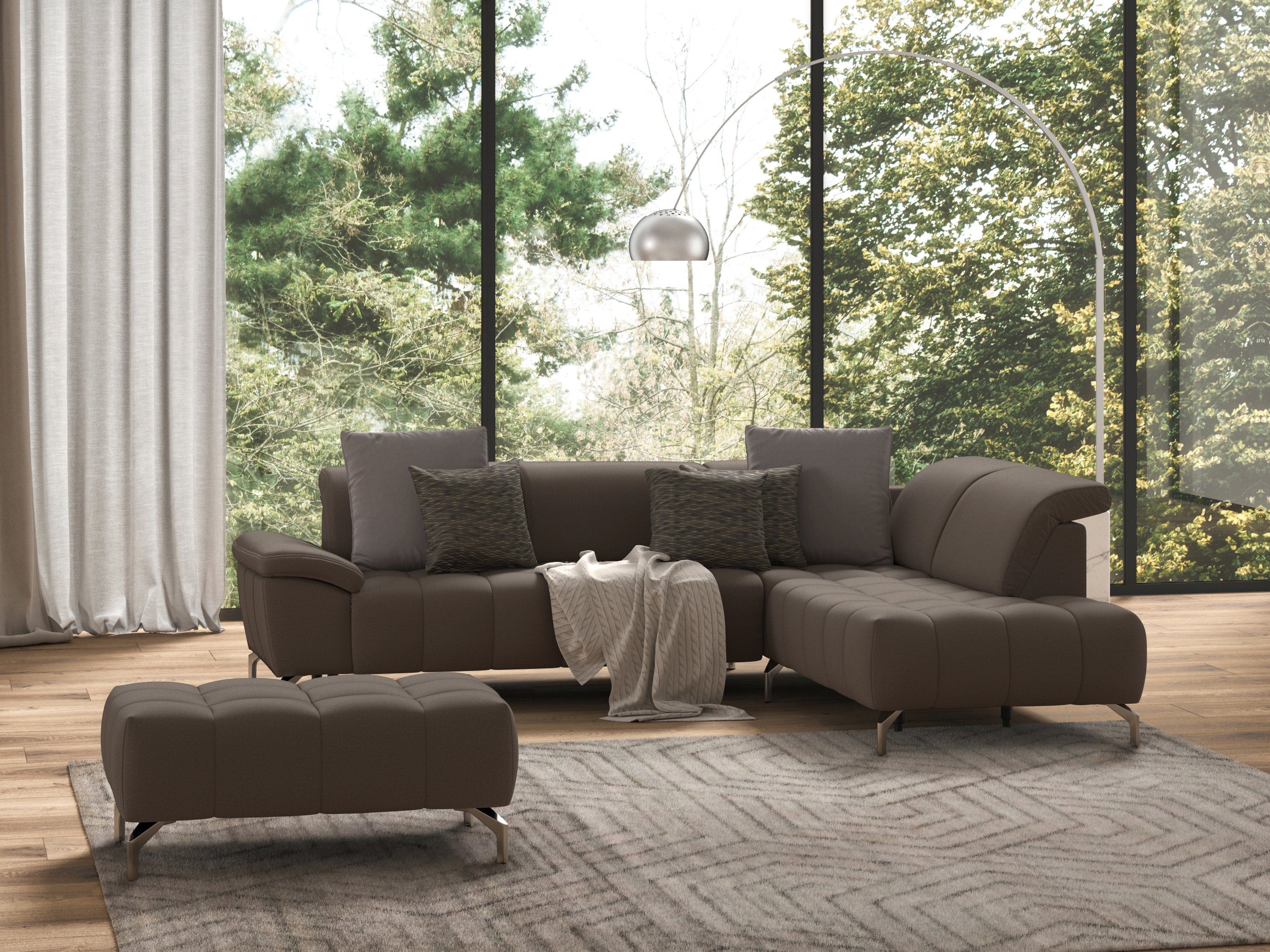 sit&more Hocker Blauw met zilverkleurige poten