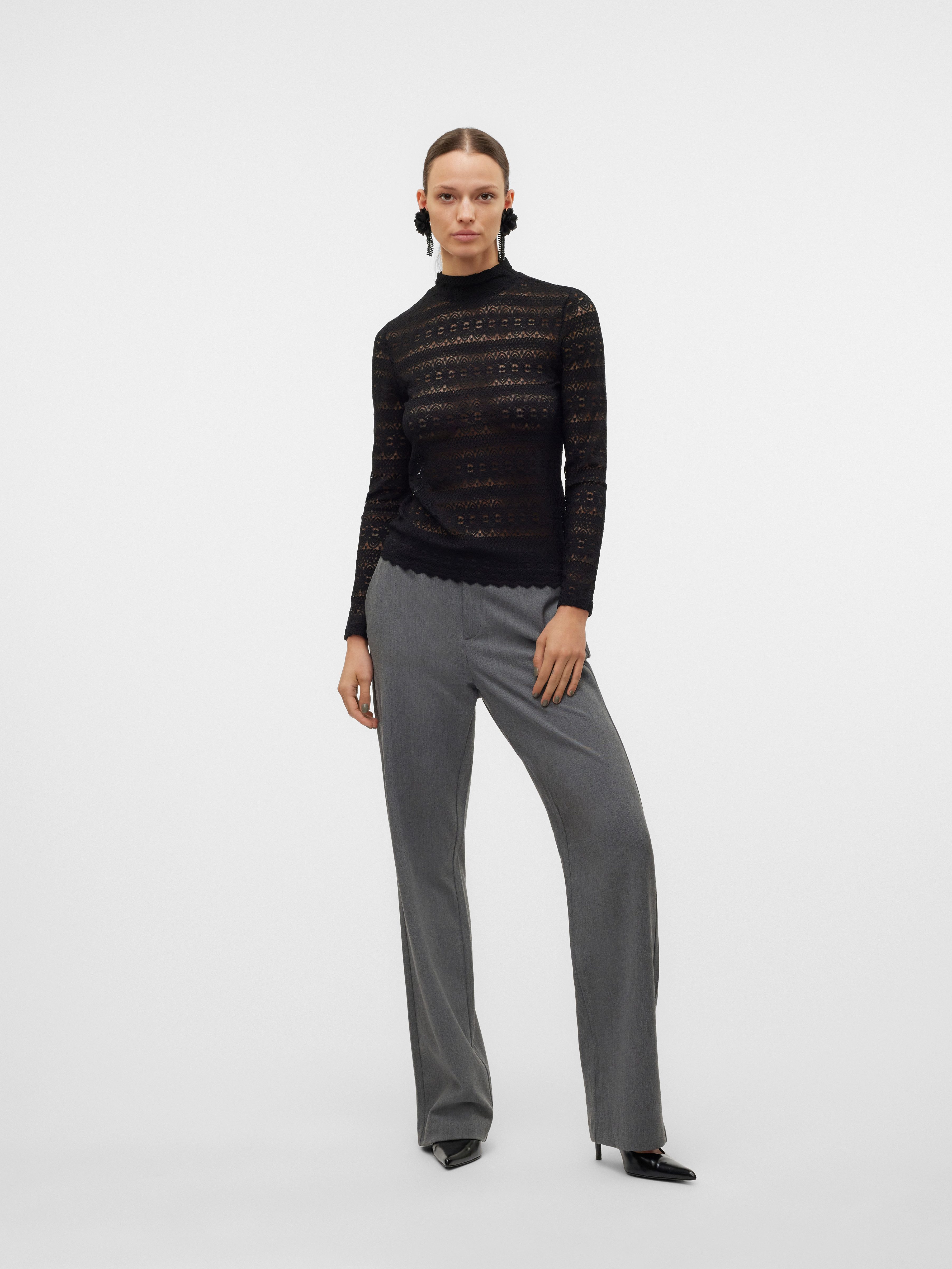 Vero Moda Shirt met lange mouwen VMZOE LS LACE HIGH NECK TOP JRS NOOS