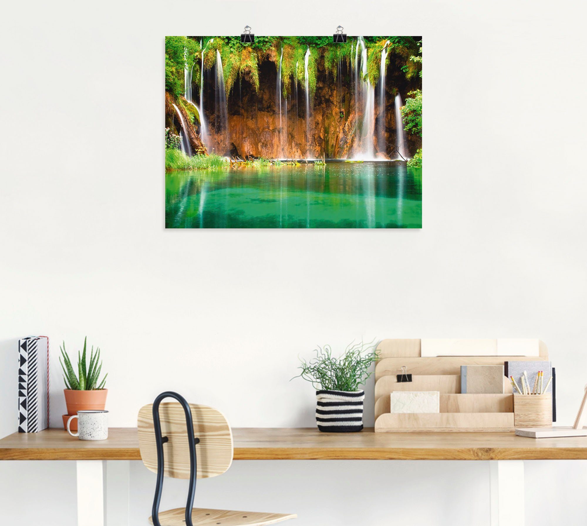 Artland Artprint Mooie waterval in het bos als artprint op linnen, poster in verschillende formaten maten