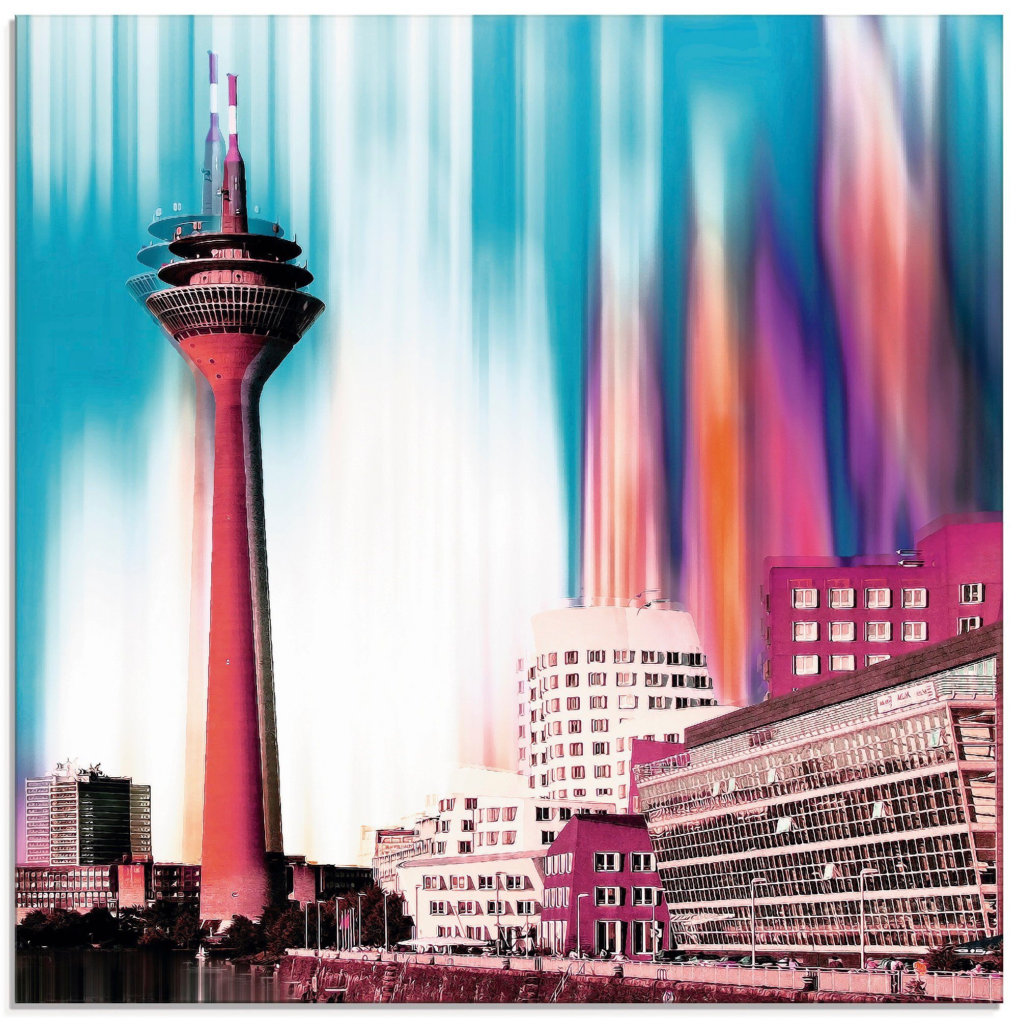 Artland Print op glas Düsseldorf skyline collage I (1 stuk)