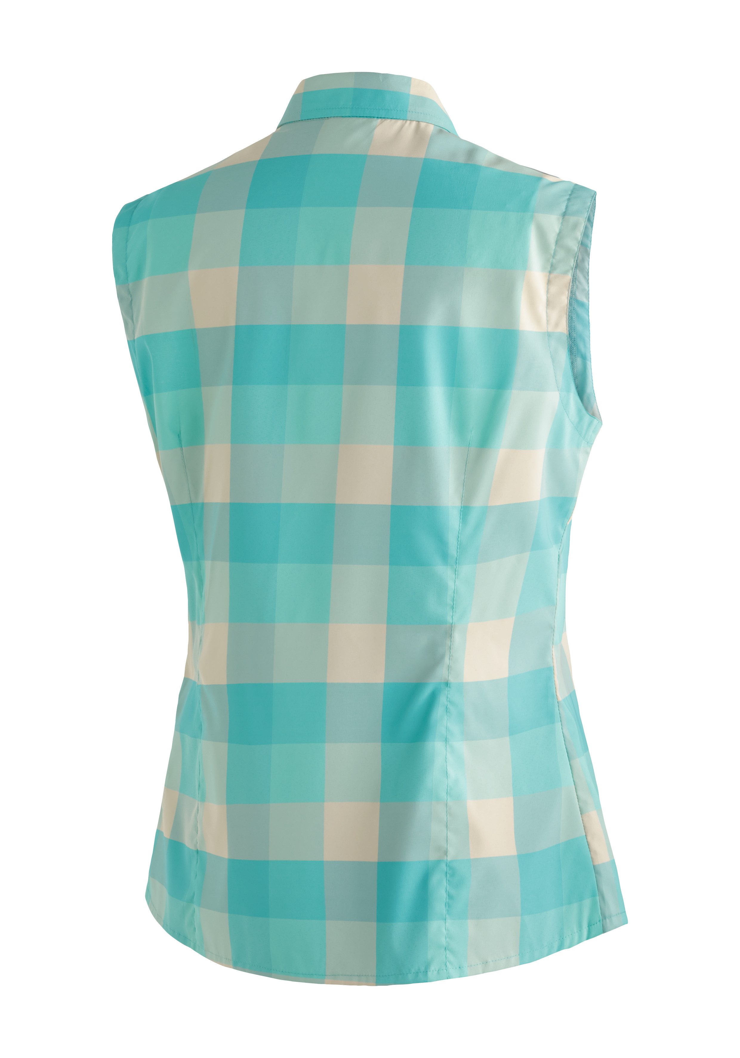 Maier Sports Functionele blouse Sana sleeveless mouwloze damesblouse, ademende geruite blouse