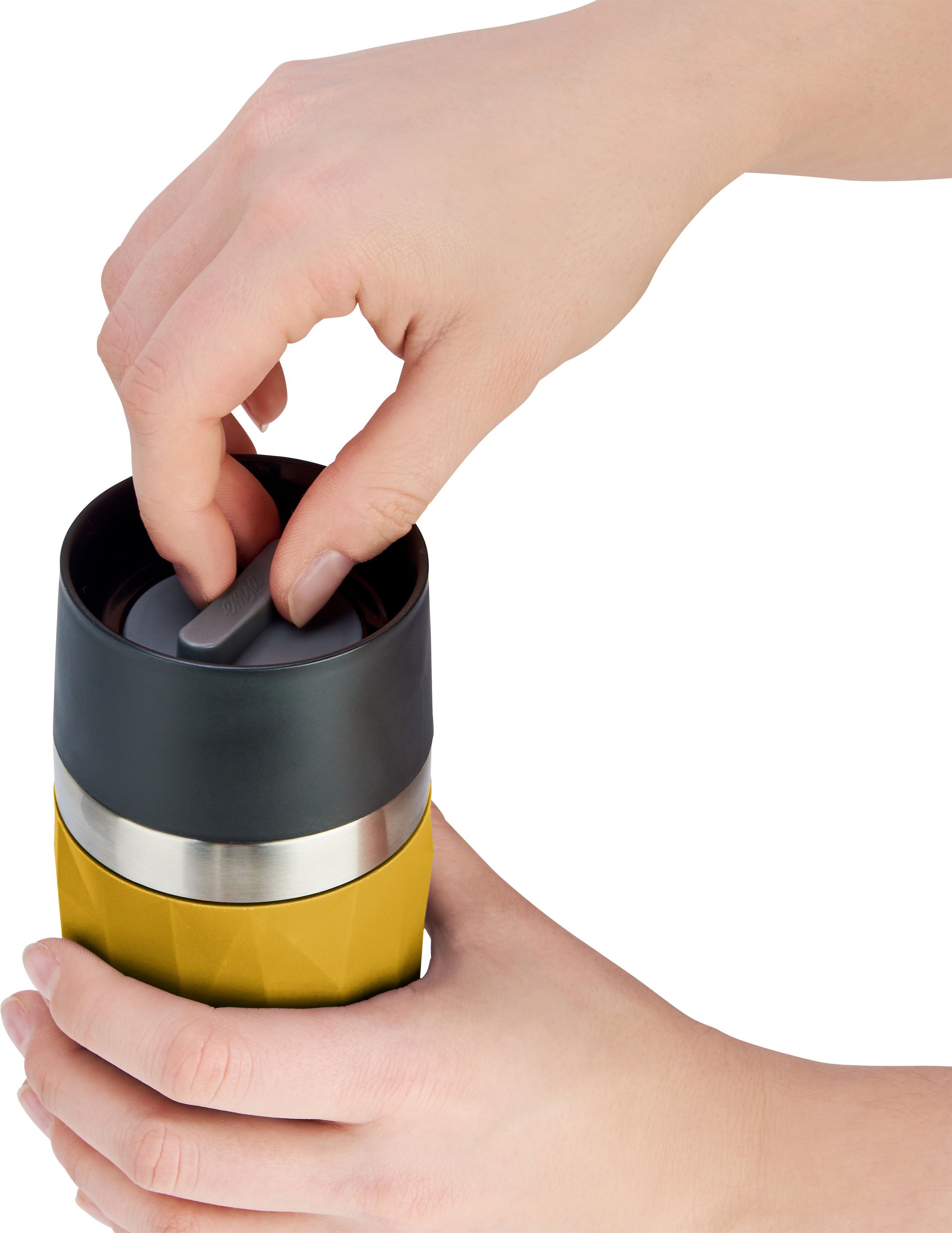 Emsa Thermosbeker Travel Mug Compact 0,3l, roestvrij staal, 3u warm/6u koud, 360° drinkopening, vaatwasmachinebestendig