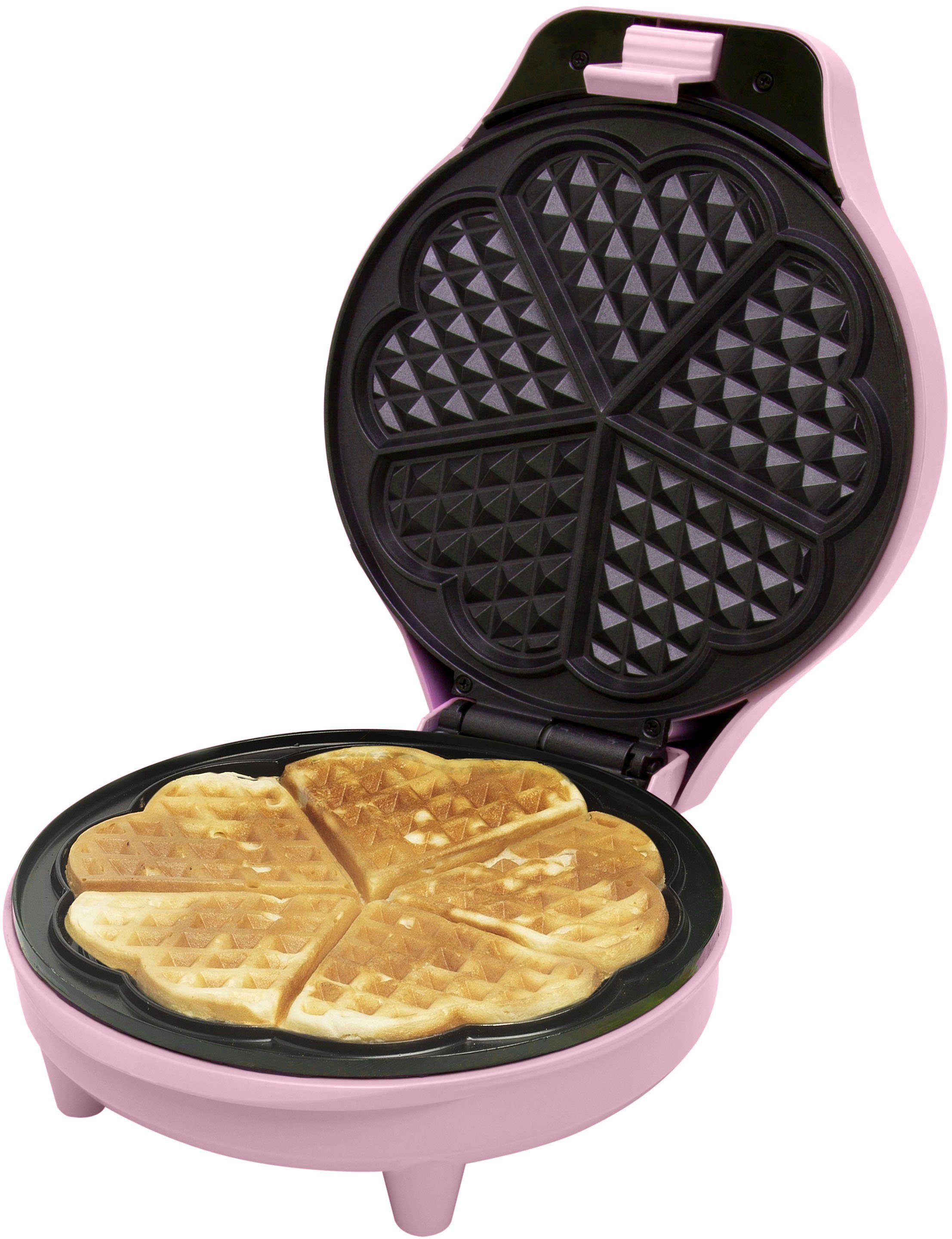 bestron Wafelijzer ASW217 voor klassieke hartvormige wafels, met antiaanbaklaag, retrodesign