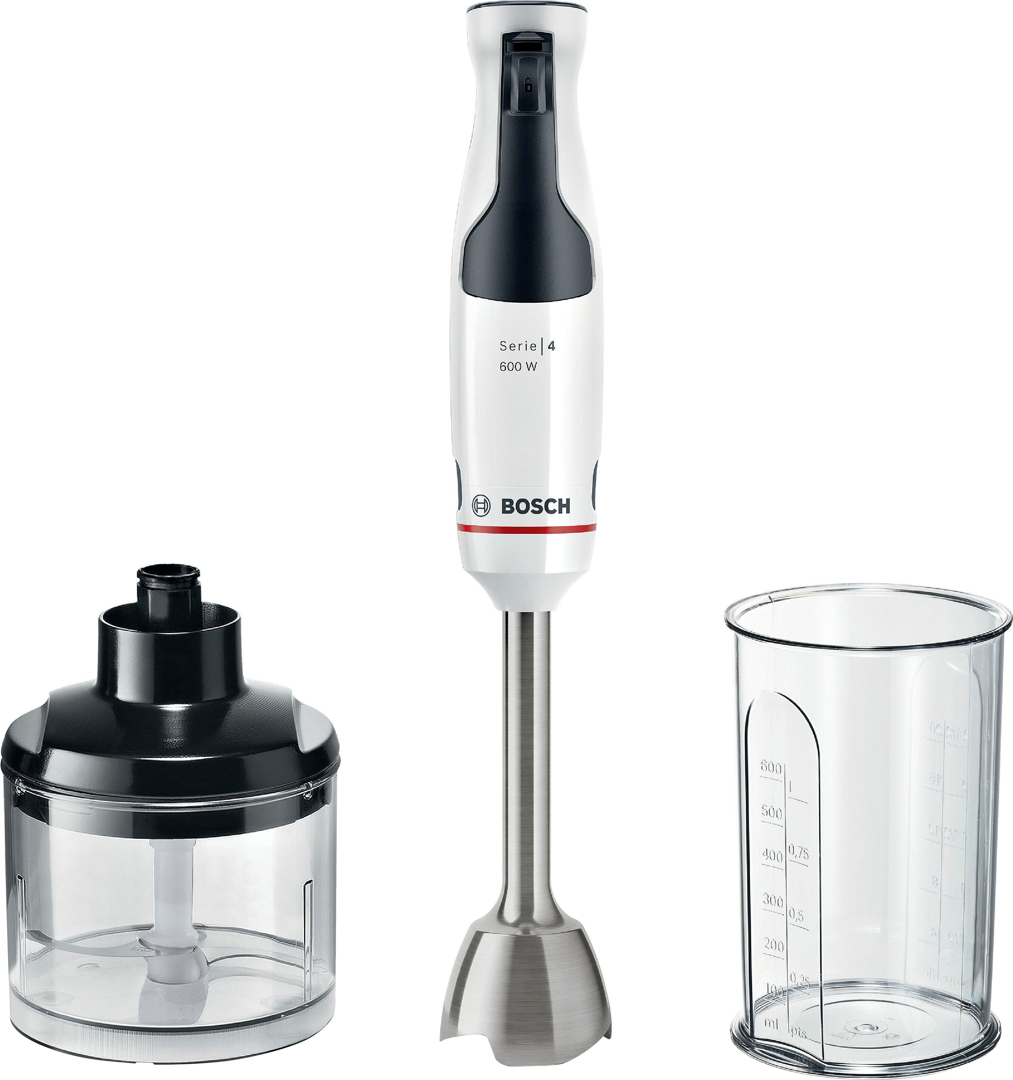 Bosch Haushalt MSM4W220 Staafmixer 600 W Met mixbeker, Met maatbeker, Met hakmolenopzet, BPA-vrij Wi