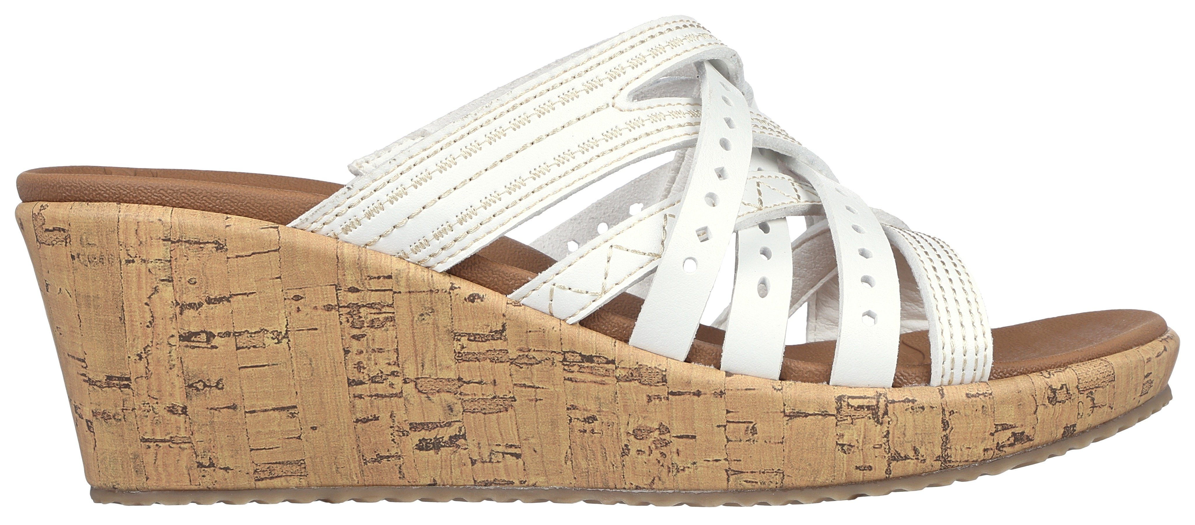 Skechers Slippers BEVERLEE-HOT SPRING sleehak, zomerschoen, slippers met mooie contraststiksels