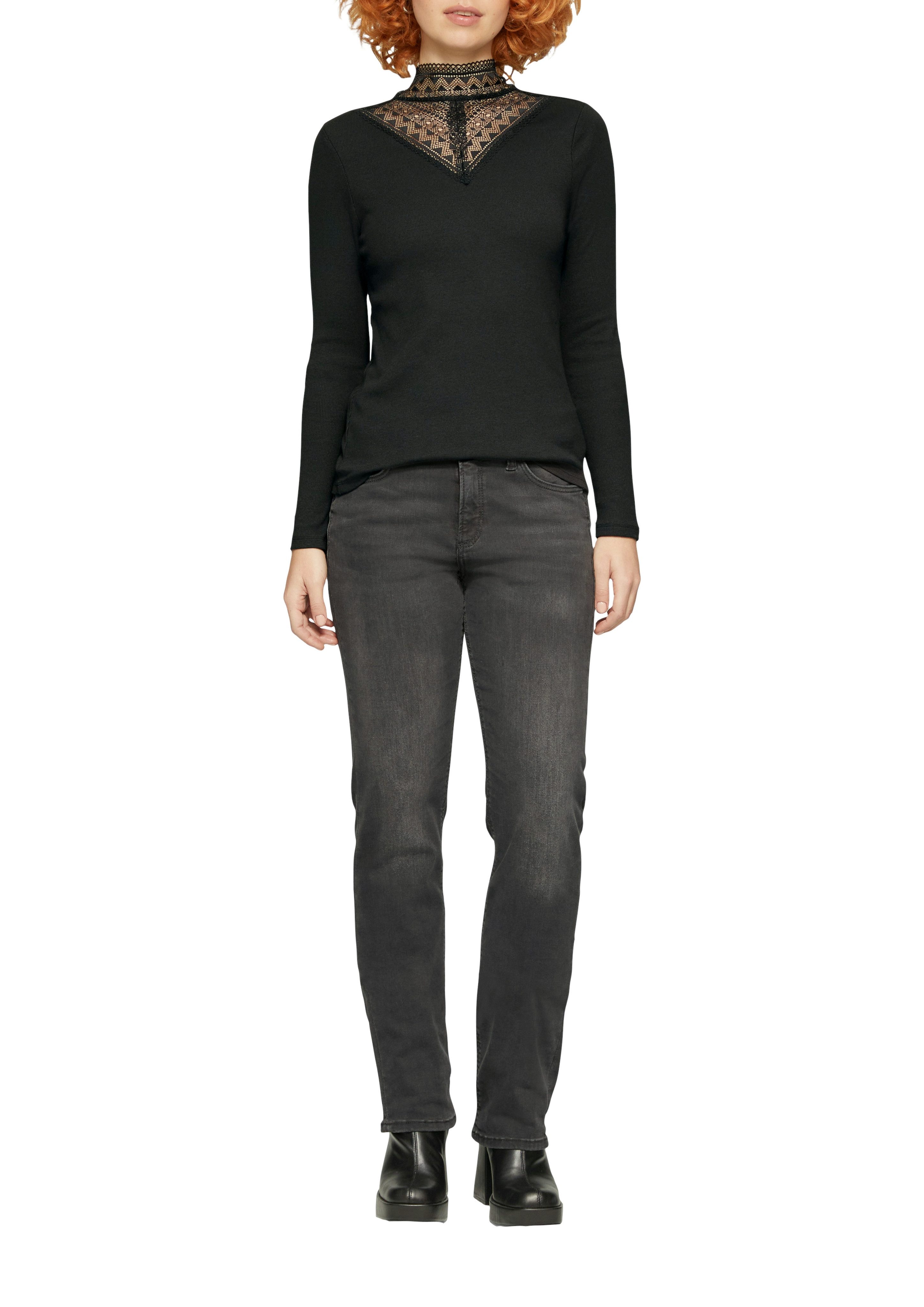Q S designed by Shirt met lange mouwen met inzet bovenaan