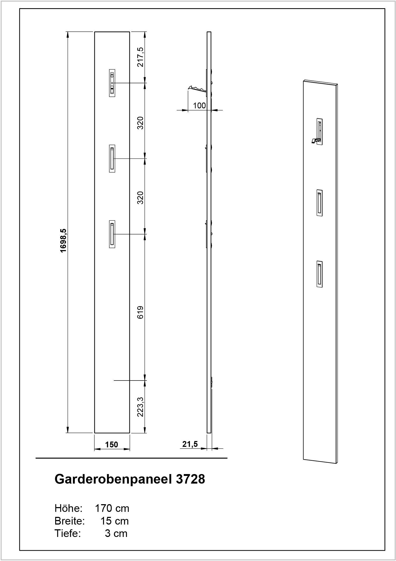 GERMANIA Halmeubelset Ameca met multifunctionele kast, spiegel en kapstokpaneel, geringe diepte (set, 3-delig)