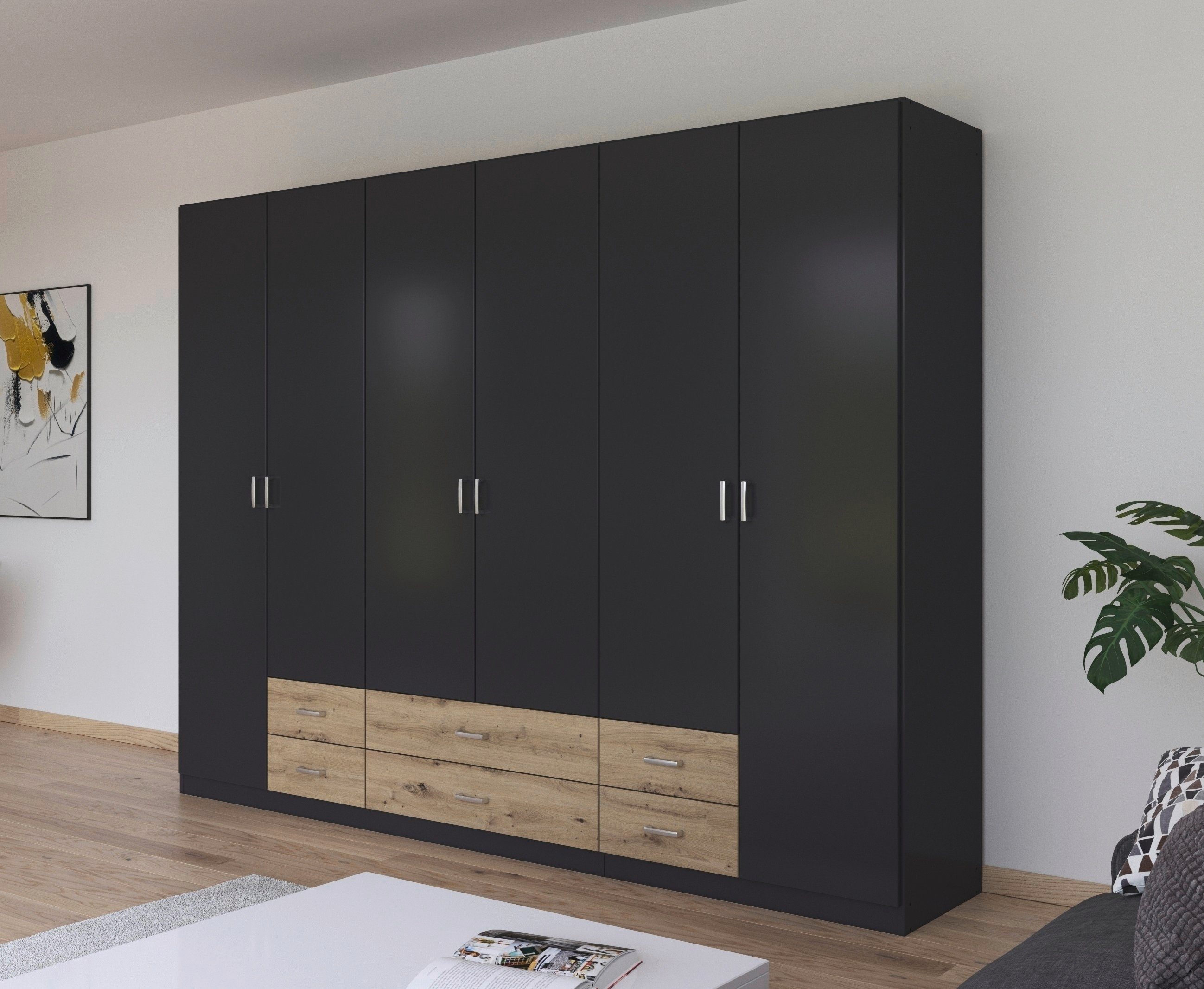 rauch Draaideurkast Kledingkast kast garderobe linnenkast GAMMA in 3 breedtes met 6 lades, in eenvoudig design topseller made in germany
