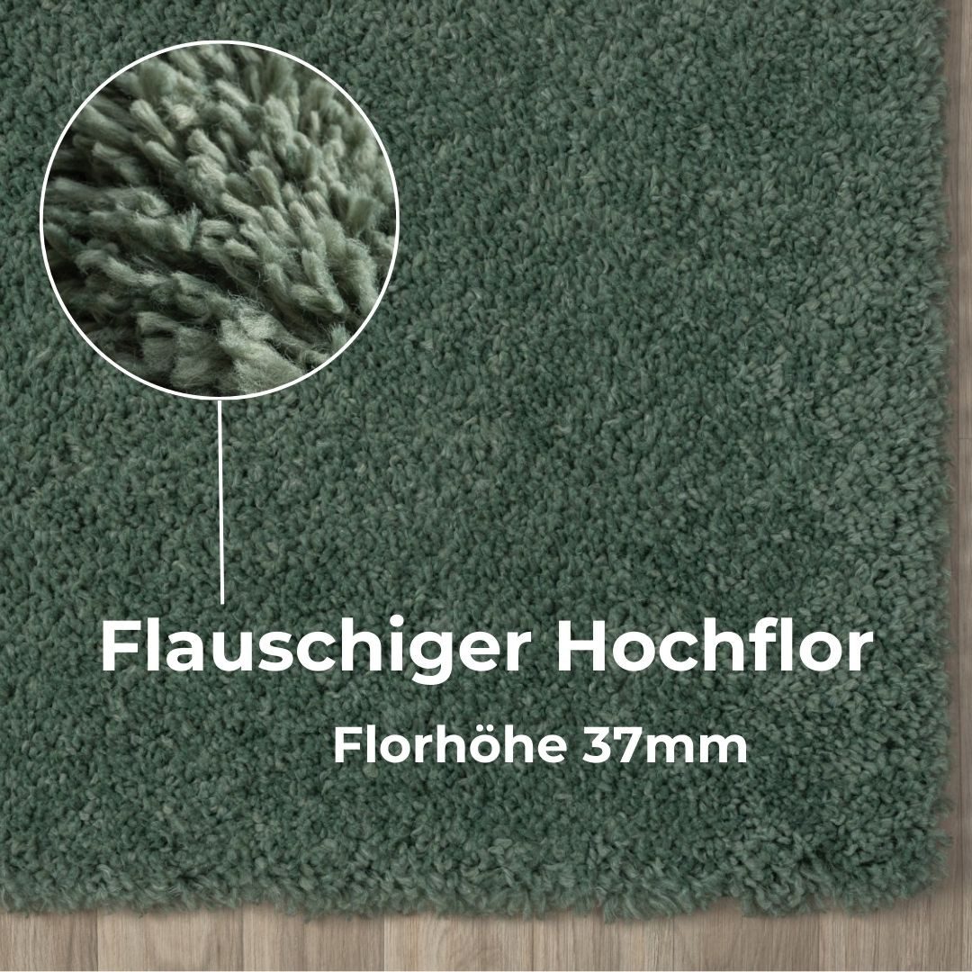 my home Hoogpolig vloerkleed Banji Uni-kleuren, zacht en fluffy, ook als loper en in rond verkrijgbaar