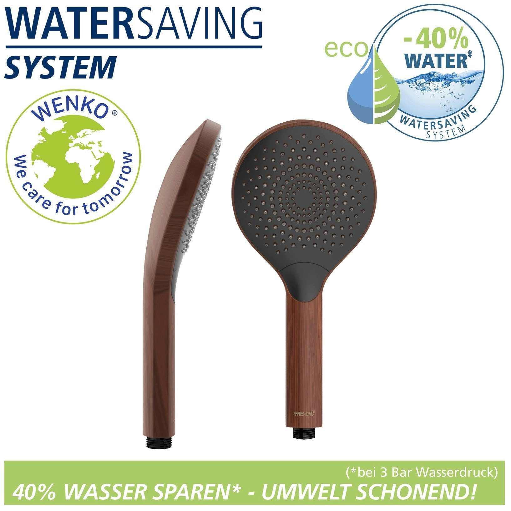 WENKO Handsproeier Watersaving Hout, Ø 12 cm (1-delig)