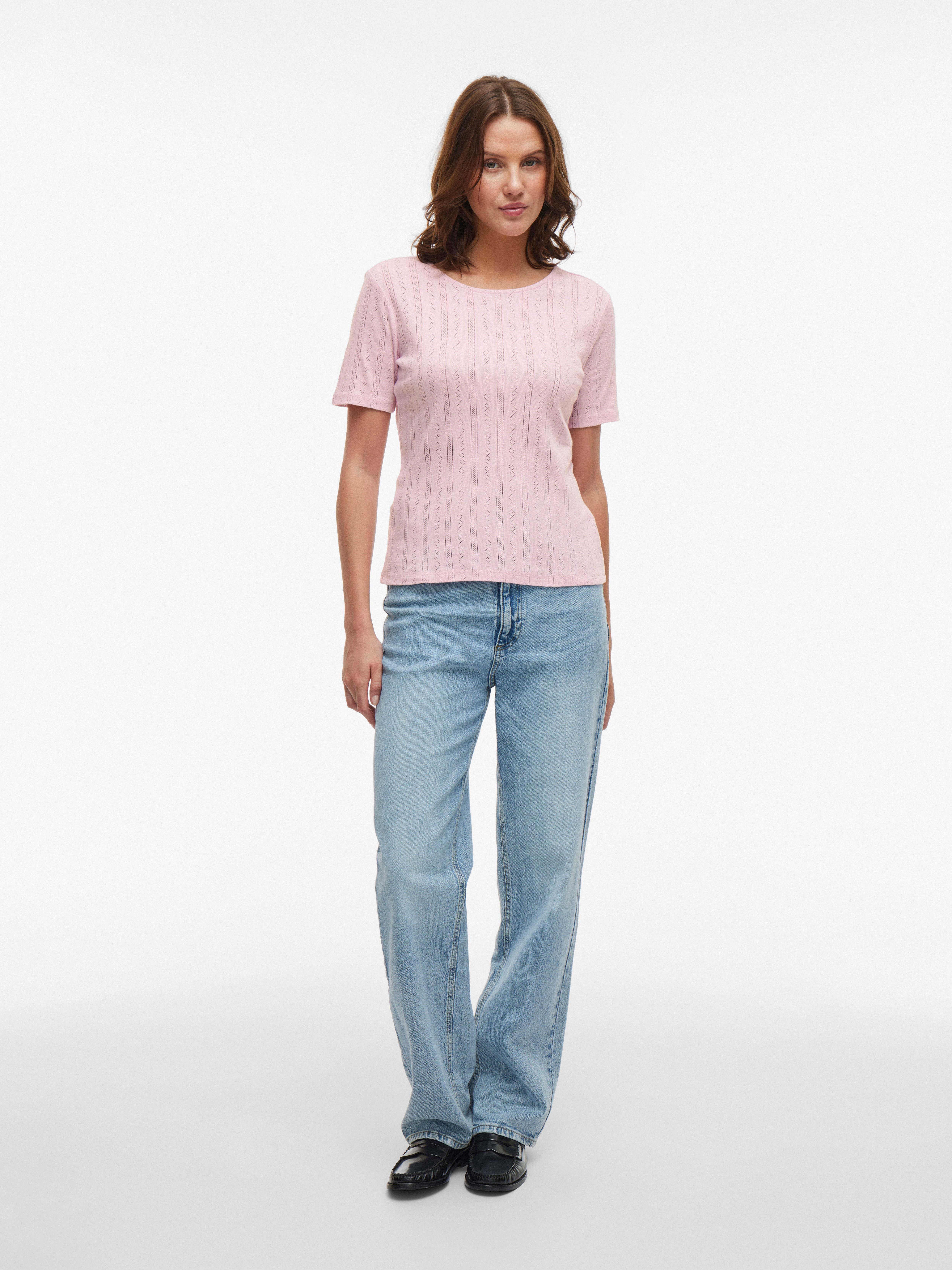 Vila Shirt met korte mouwen VIKASSIE S/S POINTELLE TOP - NOOS
